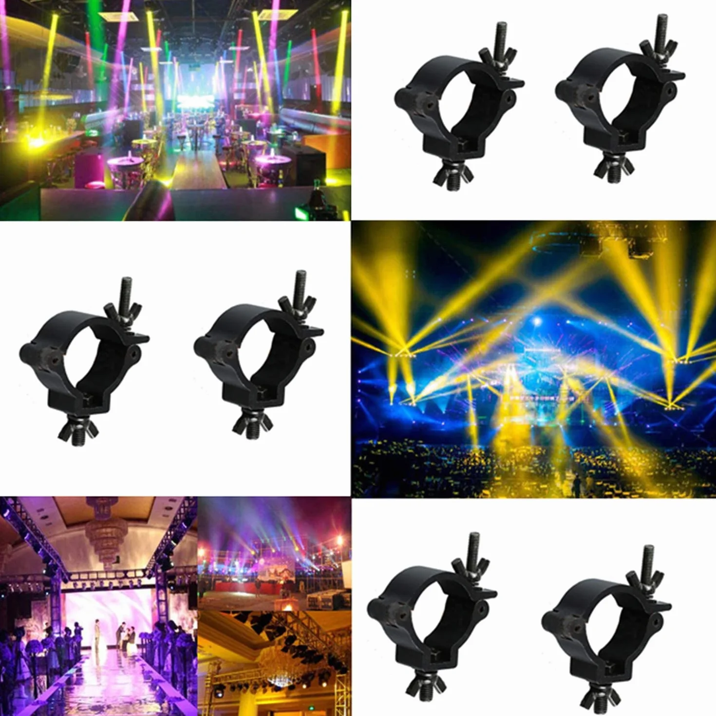 2 szt. aluminiowy czarny zacisk do połowy łącznika, światło sceniczne Zaciski O i stojaki DJ Kratownica zastosowanie do poruszania się wiązką głowy, akcesoria do oświetlenia scenicznego LED (48-513 mm 100 kg)