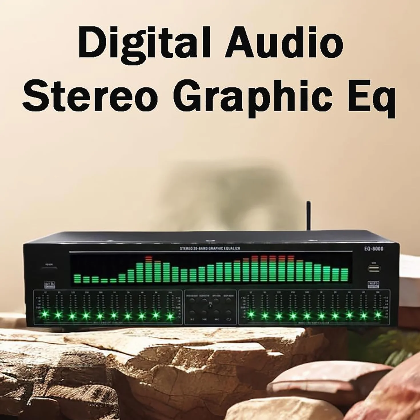 Korektor cyfrowy z korektorem graficznym stereo, podwójne 10-pasmowe bezstratne strojenie, Bluetooth 5.4, optyczne koncentryczne cyfrowe dekodowanie audio, redukcja szumów do użytku w studiu