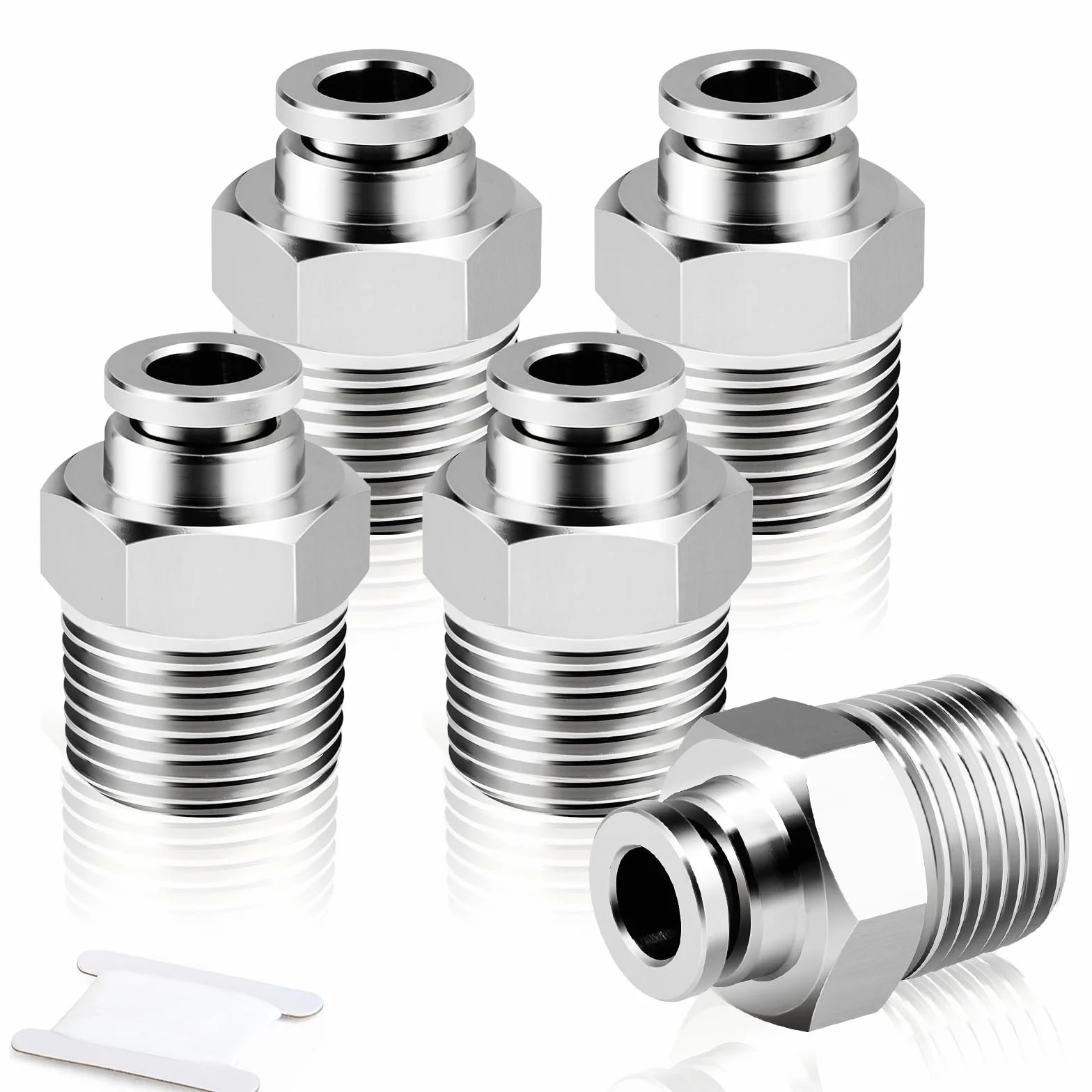 TAILONZ PNEUMATIC 304 stal nierdzewna męska prosta rura 4 mm OD x 1/4 BSP złączki wtykowe PC4-02 (5 szt.)