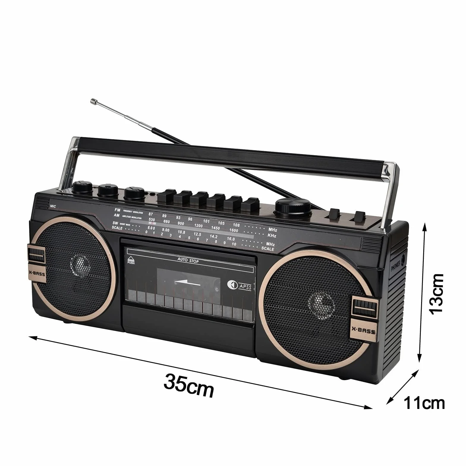 Przenośny odtwarzacz kasetowy Boom Box, magnetofon Bluetooth retro, głośnik radiowy AM/FM, na spotkania rodzinne, podróże