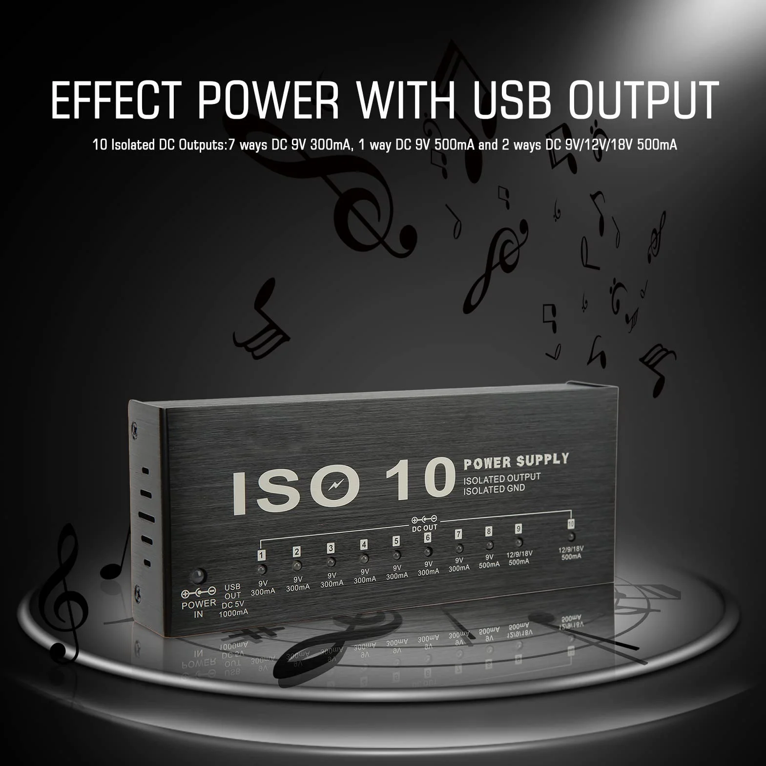 10 Izolowanych wyjść Multi Effect Power, Zasilacz Pedału Gitary do Gitary Zasilacze efektów