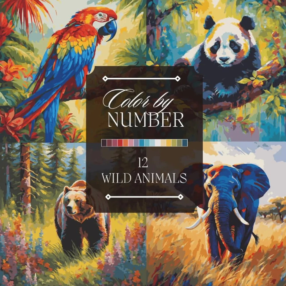 Color by Number Adult Coloring Book: Featuring Wild Animals Like Parrots, Koalas, Grizzly Bears, and Foxes