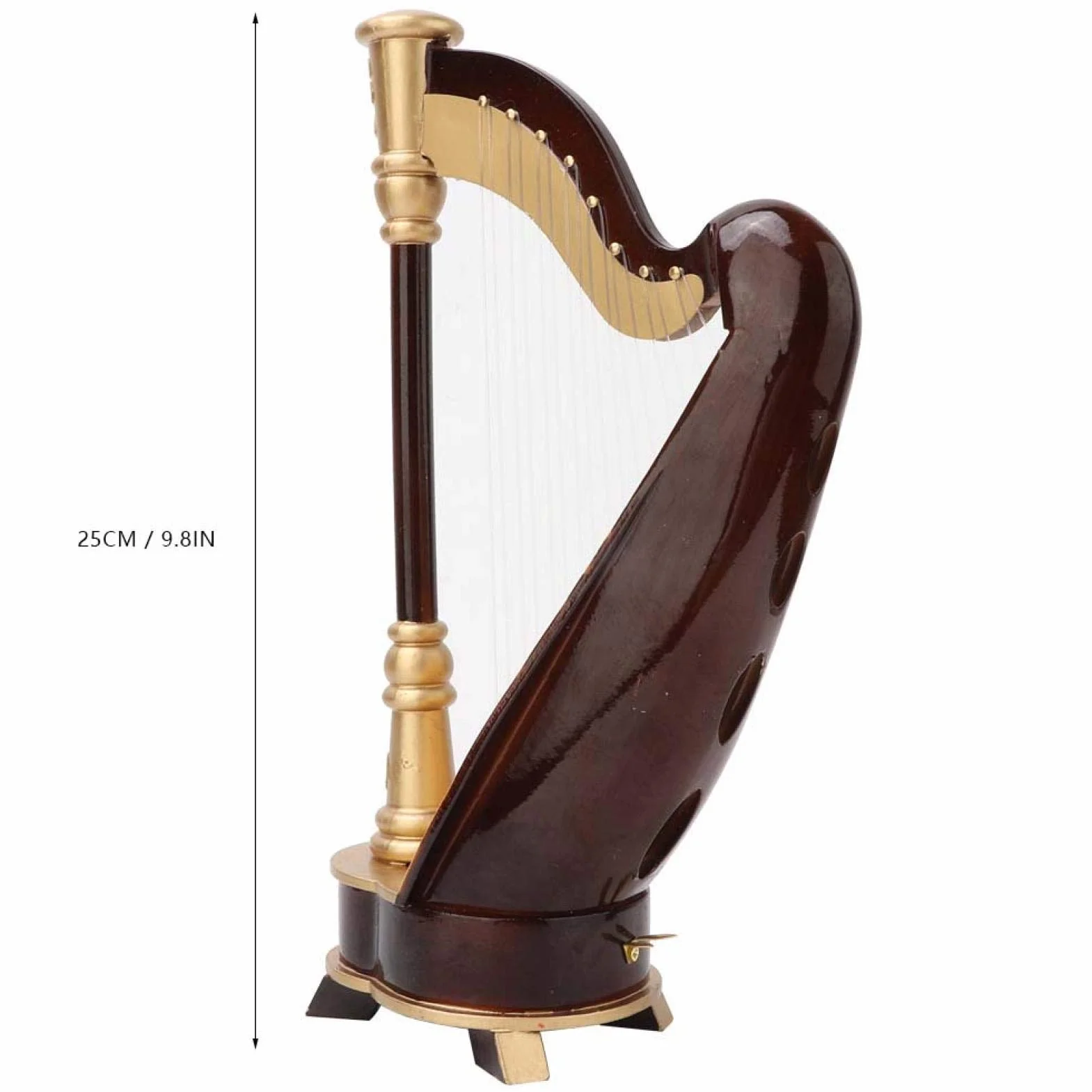 Ręcznie wykonany drewniany model harfy 25 cm instrument muzyczny ozdoba dekoracja stołu