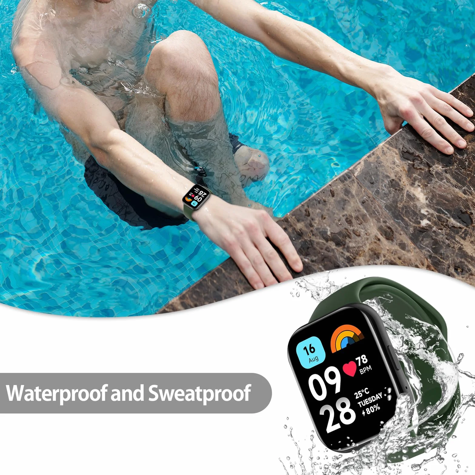 WD&CD 2 szt. Pasek kompatybilny z Xiaomi Redmi Watch 3 Active, wymienna bransoletka silikonowa sportowa