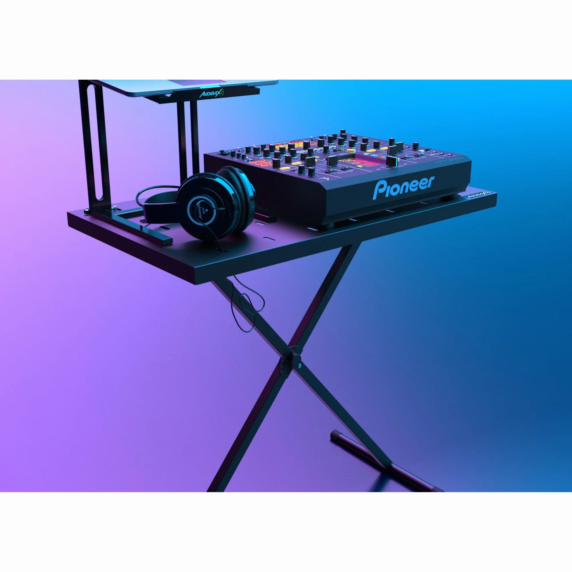 Audibax Onyx 200 Wielofunkcyjny stojak na fortepian lub klawiaturę, kontroler Midi, mikser DJ lub instrument perkusyjny - Stół do laptopów i syntezatory stojaków - Regulowana wysokość