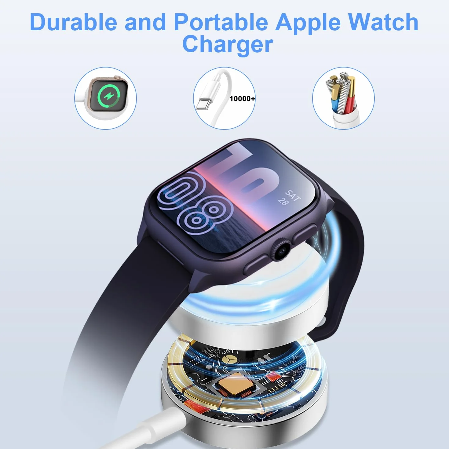 Kabel ładujący Apple Watch 2M Magnetyczna ładowarka z Szybkim ładowaniem ładowarka Apple Watch Kompatybilna z iWatch Series 11/10/9/8/7/6/5/4/3/2/SE