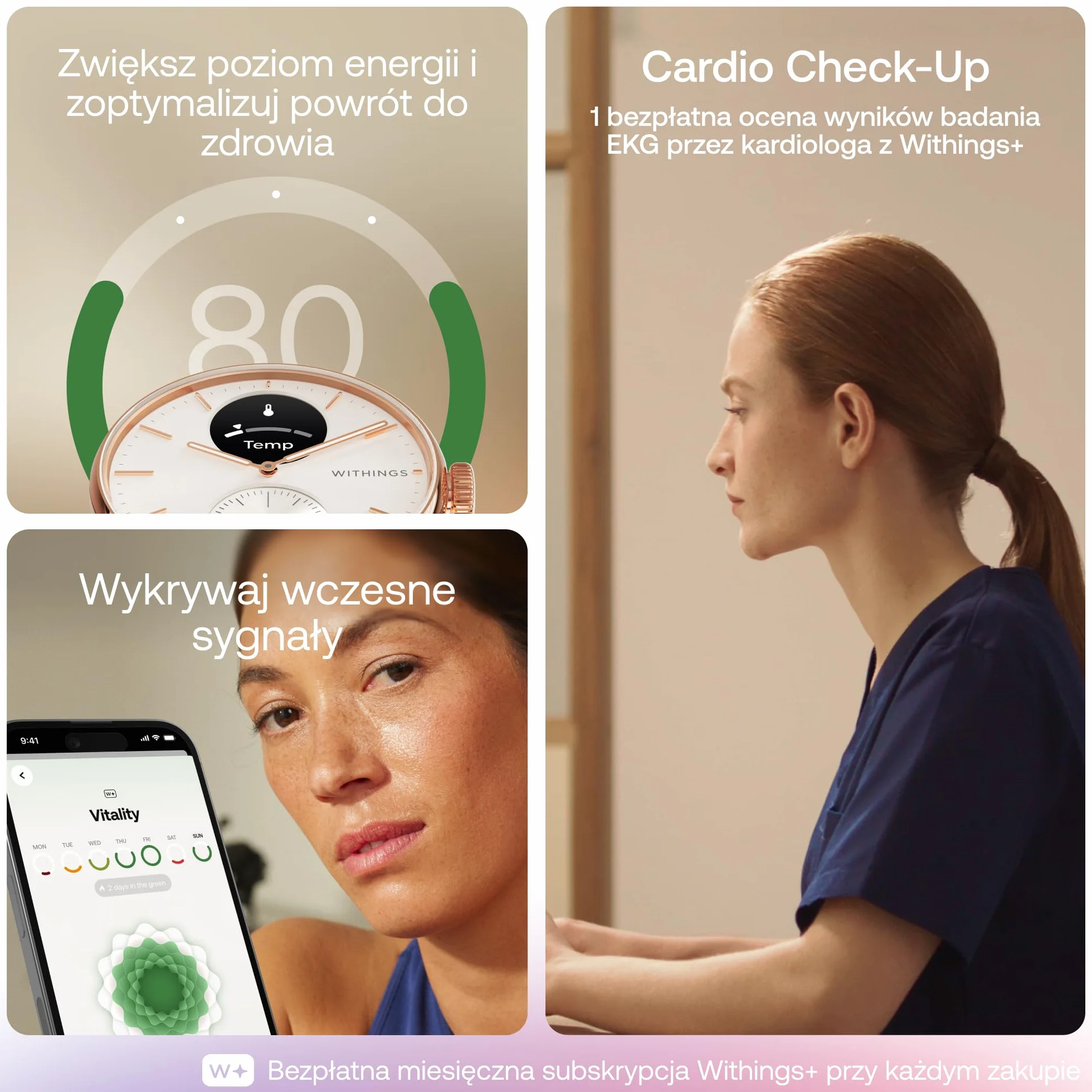 Withings ScanWatch 2 Heart Health Hybrydowy smartwatch dla mężczyzn i kobiet, EKG, SPO2, monitorowanie temperatury, śledzenie snu, zdrowie układu oddechowego, śledzenie cyklu, czas życia