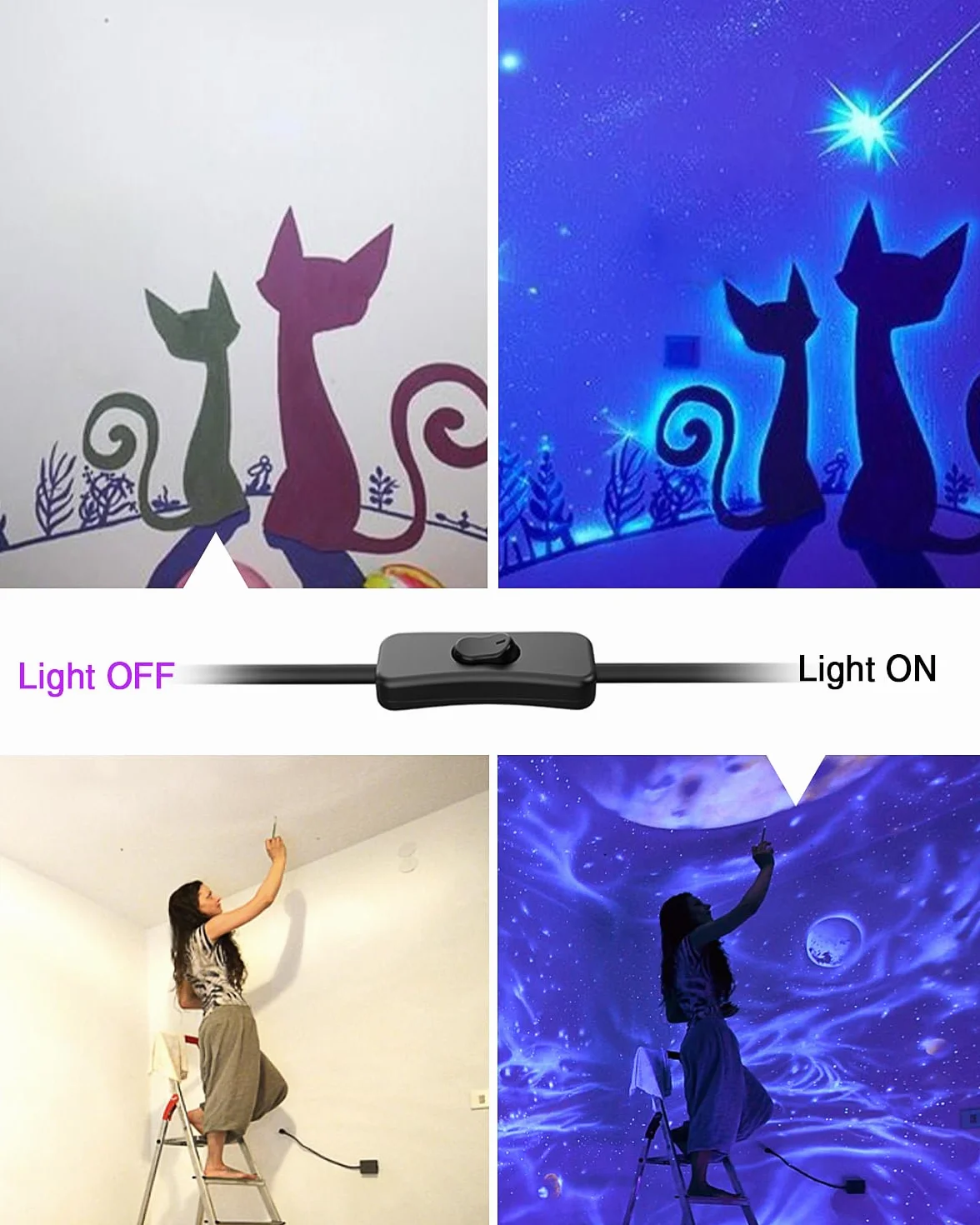 Onforu 2 czarne światło LED, 27 W, reflektor UV z przełącznikiem, IP66, wodoszczelne światło czarne UVA, 400 nm, do pomieszczeń o powierzchni 50 m², reflektor do neonowego koloru, Halloween, dekoracja