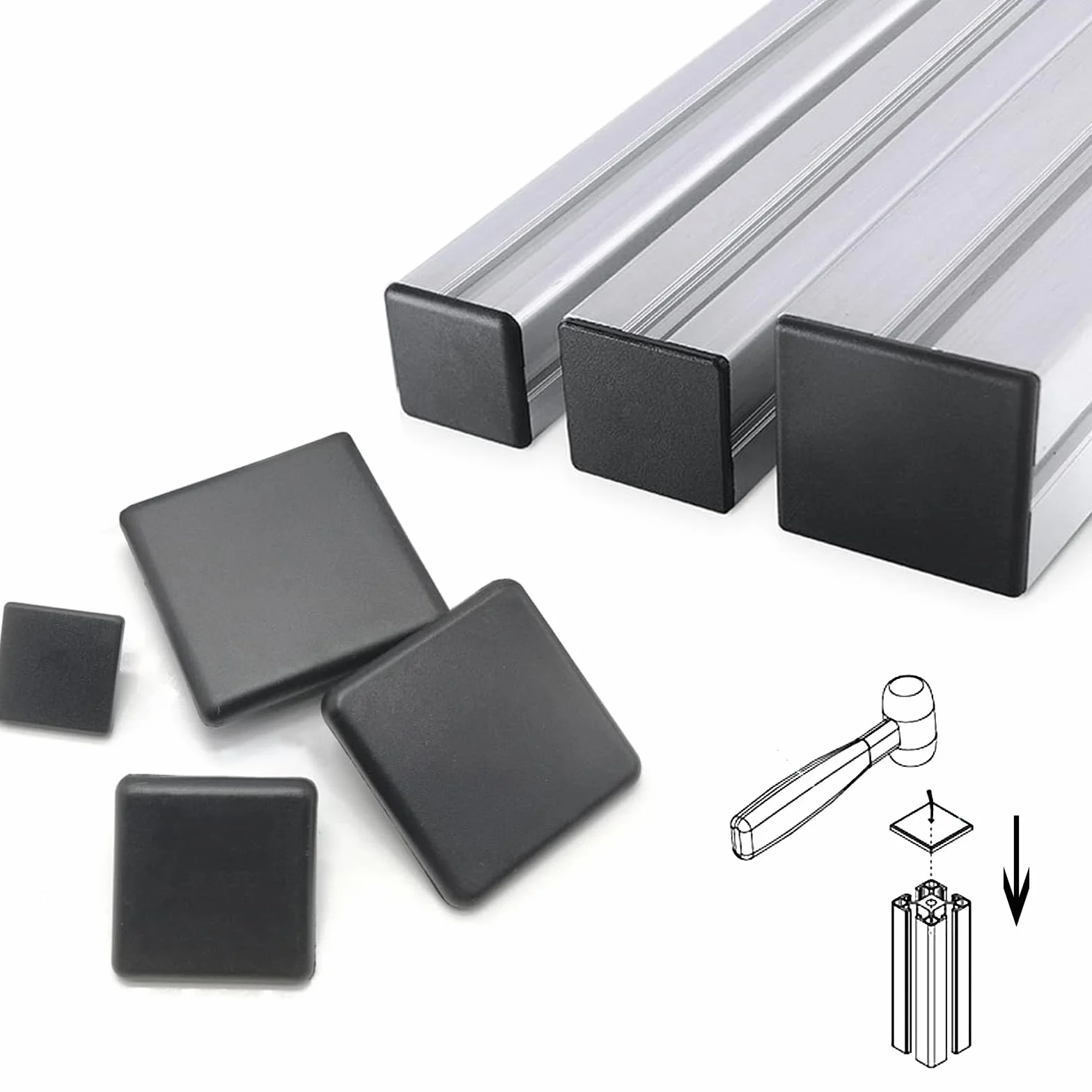40 sztuk zaślepek z tworzywa sztucznego, czarne, 4040, zaślepki do profilu aluminiowego, 4040, do profili konstrukcyjnych aluminiowych, zaślepek profilowych, zaślepek profilowych
