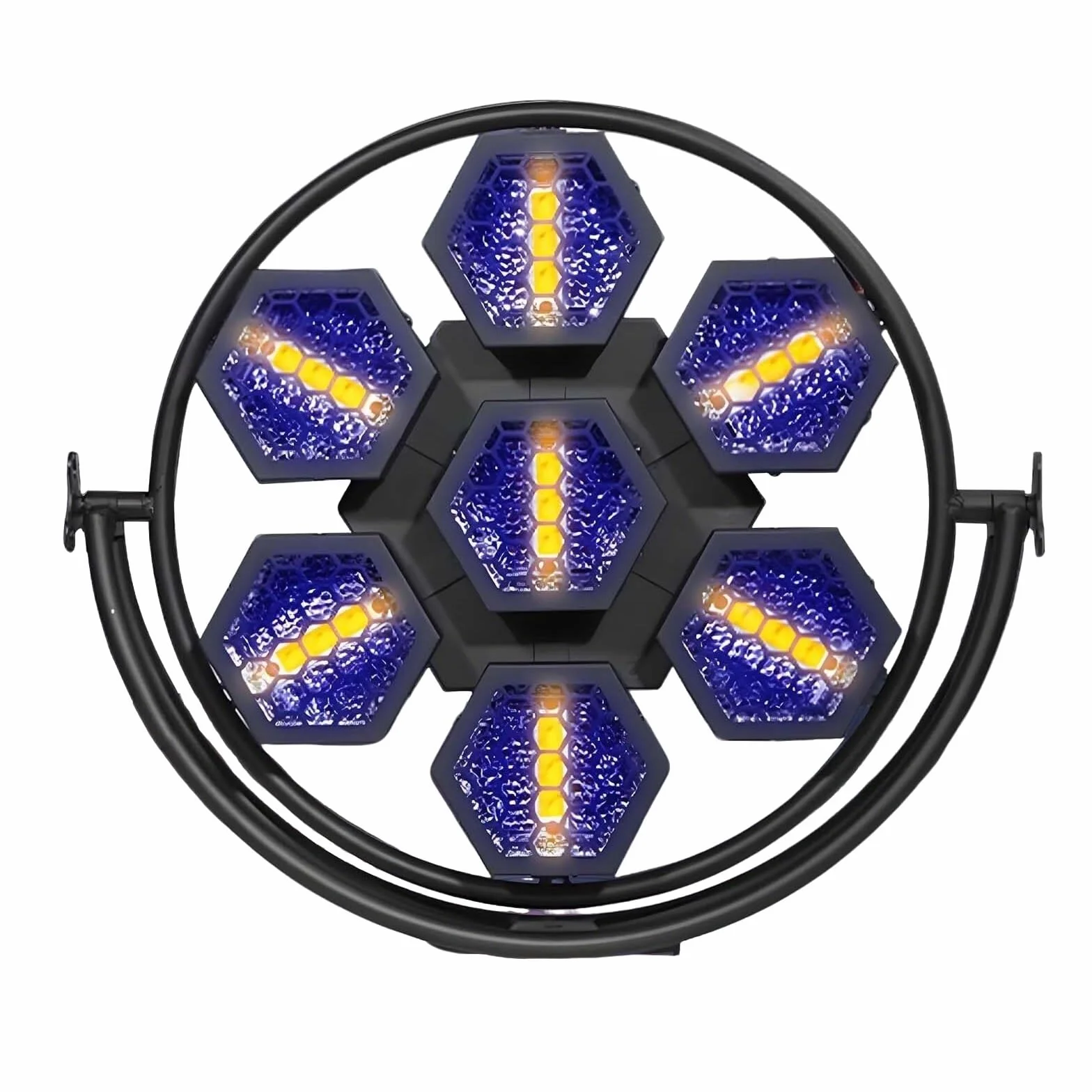 Sześciokątne retro lampy sceniczne COB o mocy 7X50 W, profesjonalne lampy sceniczne w stylu retro, oświetlenie z efektem matrycowym 63 * RGBW + 7 * COB, sterowanie DMX na scenach Wesele.