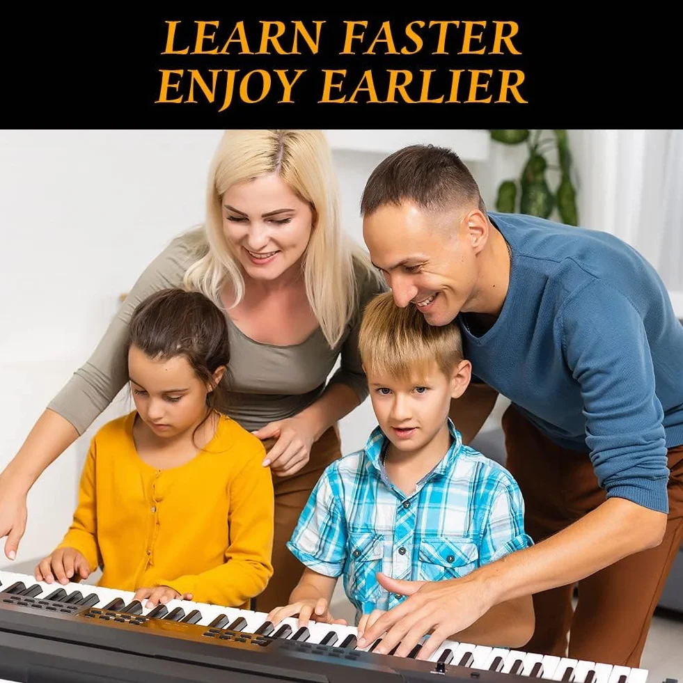 URAQT Silikonowe naklejki fortepianowe wielokrotnego użytku, 88 kluczowych naklejek na klawiaturę fortepianową, zdejmowane naklejki na fortepian, naklejka na fortepian dla dzieci (kolorowe)