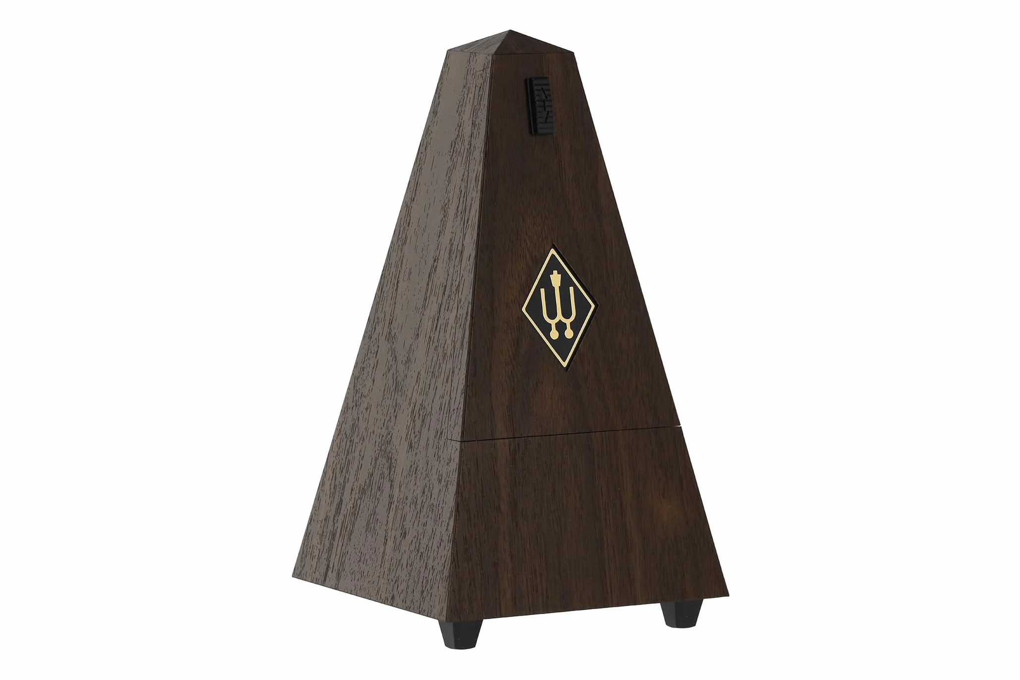 Wittner Metronom w kształcie piramidy System Maelzel Seria 855 - Z dzwonkiem - Maserowanie orzecha włoskiego - Mechaniczny do nakręcania - Nie wymaga baterii - Wyprodukowano w Niemczech