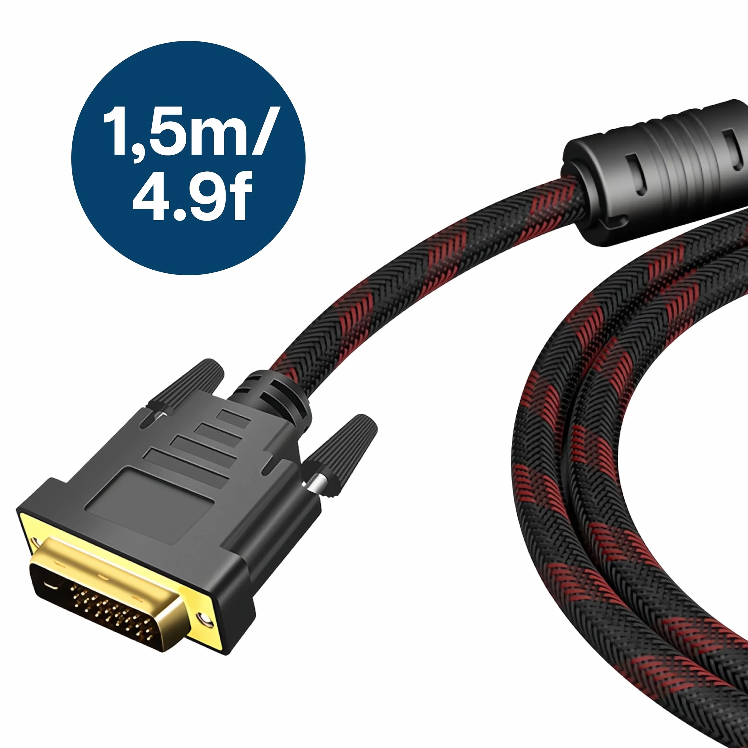 MMOBIEL Adapter Kabla DVI Na DVI - Męski DVI-D Dual Link Na Męski DVI-D Dual Link - Konwerter Kabla Wideo Do Monitora, Komputera, Telewizora, Gier, Projektora - 1080p Full HD 60Hz - Złote Złącze 1,5m