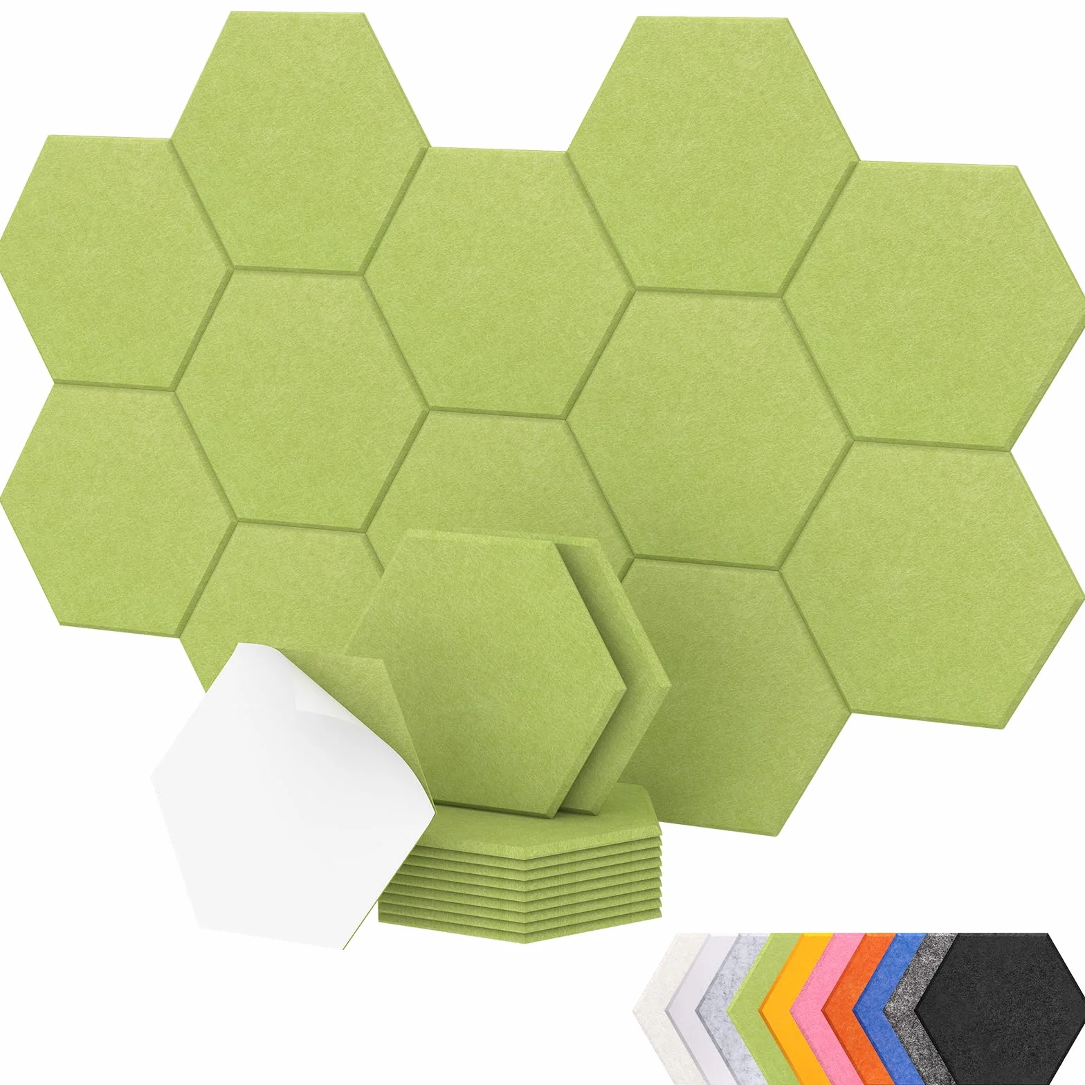 TONOR 12-pak Panele Akustyczne Samoprzylepne, 30×26×1 cm Panel Akustyczny Ścienny, Pianka Akustyczna Wysokiej Gęstości do Studia/Biura/Sypialni/Salonu, Zielono