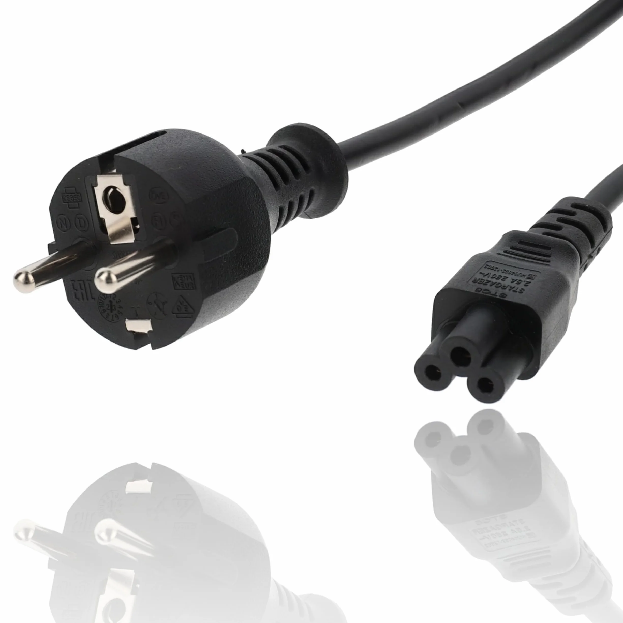 Kabel zasilający 3-biegunowy dla Dell, HP, Lenovo, Asus, Acer, Laptop, Ładowarka, TV, Drukarka, Projektor, Wyświetlacz ze stykiem ochronnym
