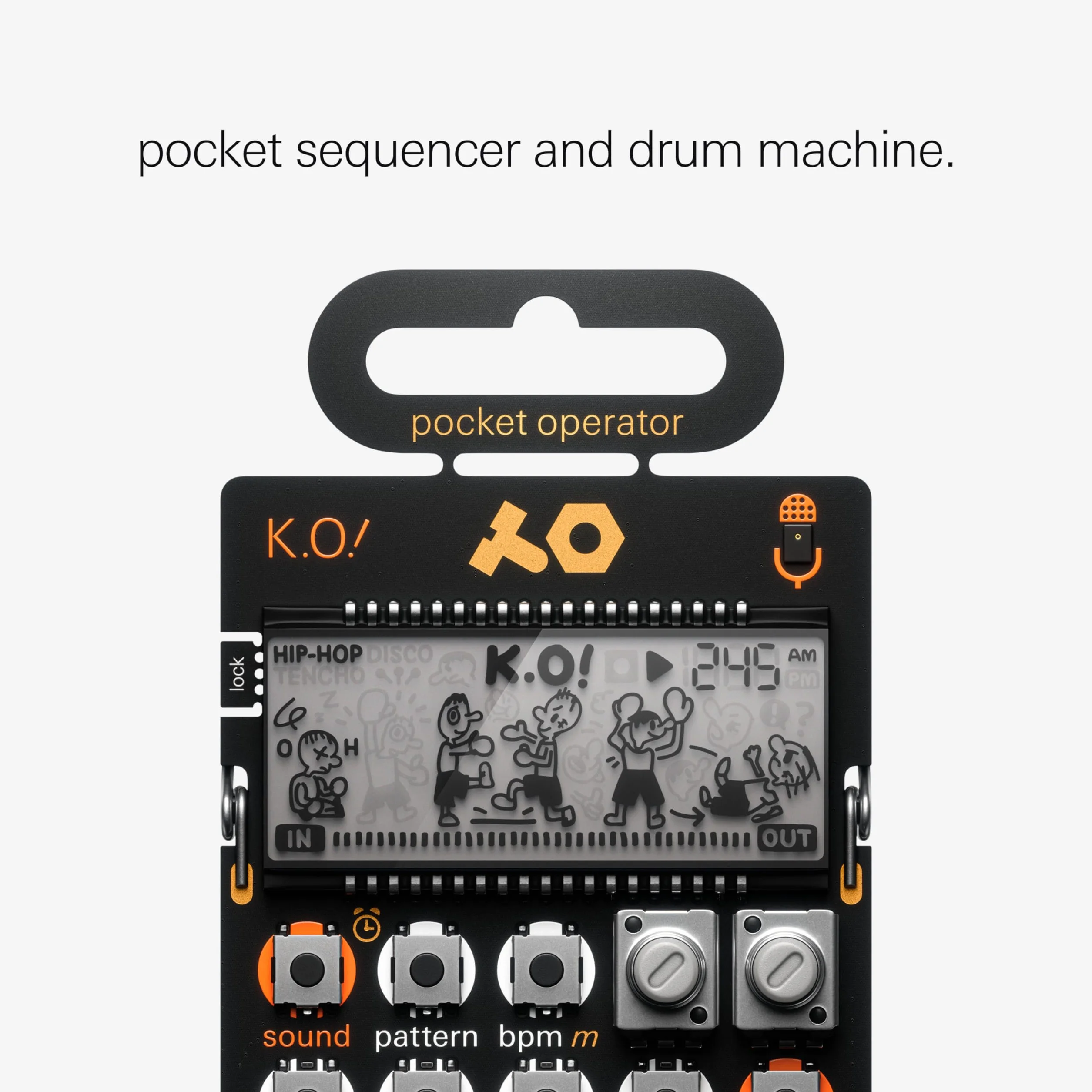 Teenage Engineering PO-33 KO Pocket Operator Synthesizer Przenośny mikrosampler (wejście liniowe, mikrofon, gniazda melodii i perkusji, sekwencer krokowy), TEE0039