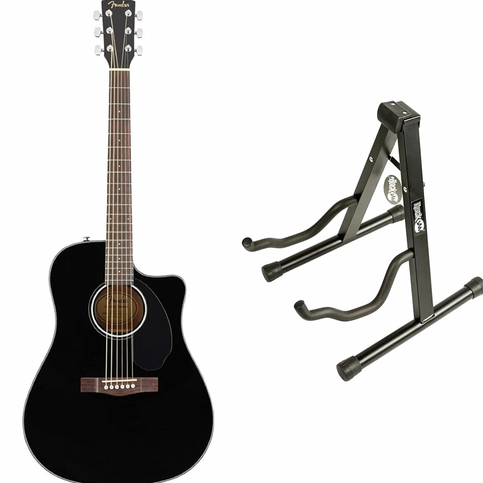 Fender gitara & Rockjam Stojak na Gitarę, Czarny, 48 x 348 x 279 mm