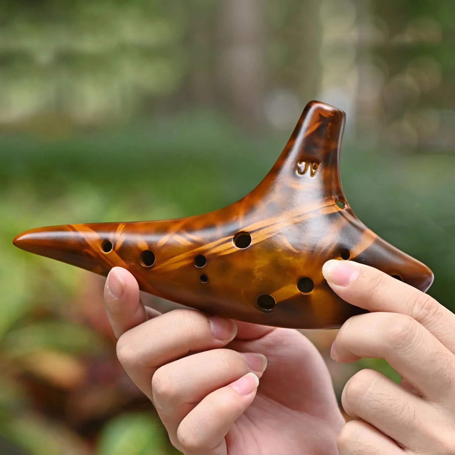 Okarina, 12 otworów Alto C, ceramiczne okaryny z torbą na pasek na szyję, instrument muzyczny, prezent dla dorosłych (żółty)