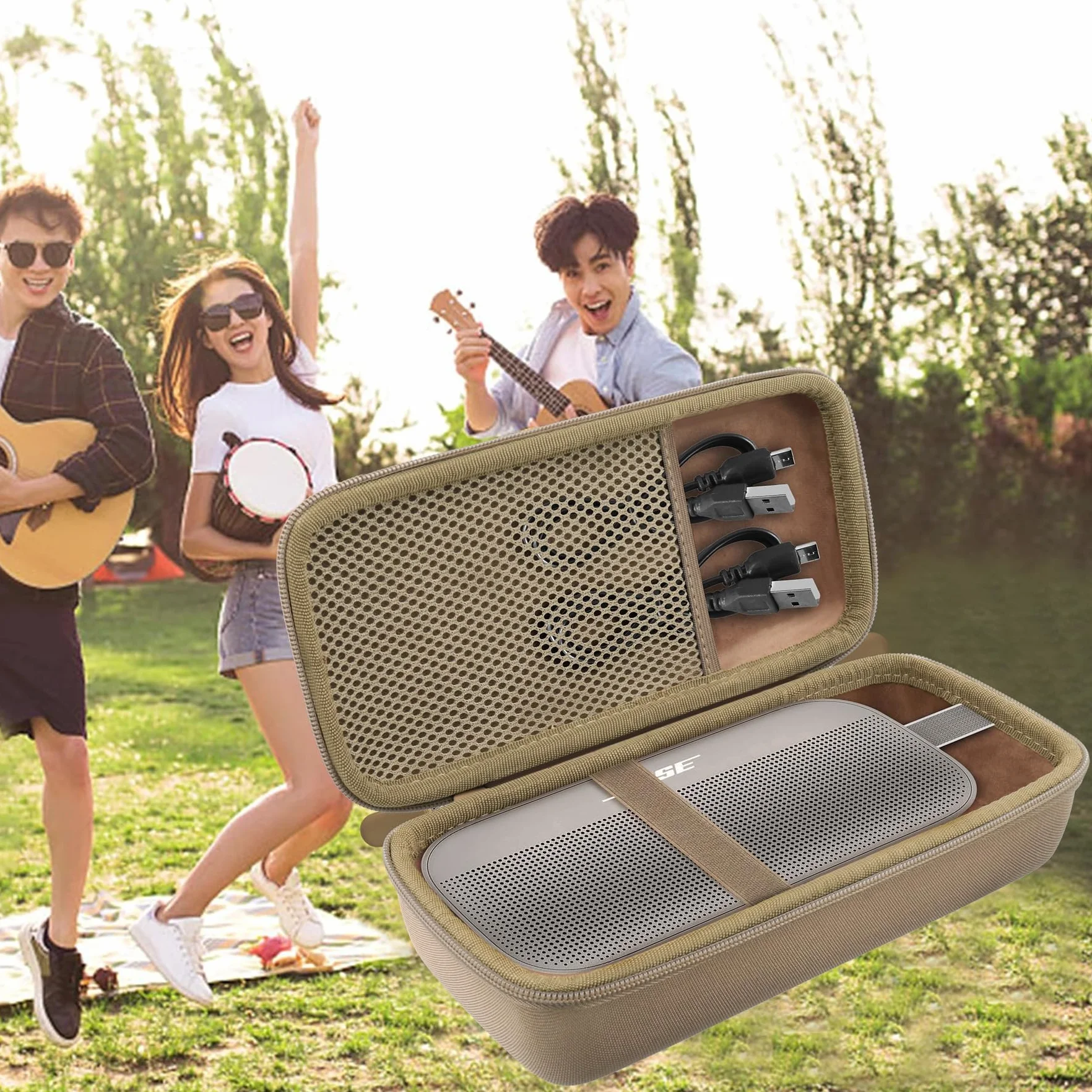 co2CREA Twarde zamienne etui podróżne do przenośnego głośnika Bluetooth Bose New SoundLink Flex 2. generacji/ Bose SoundLink Flex (brązowe)