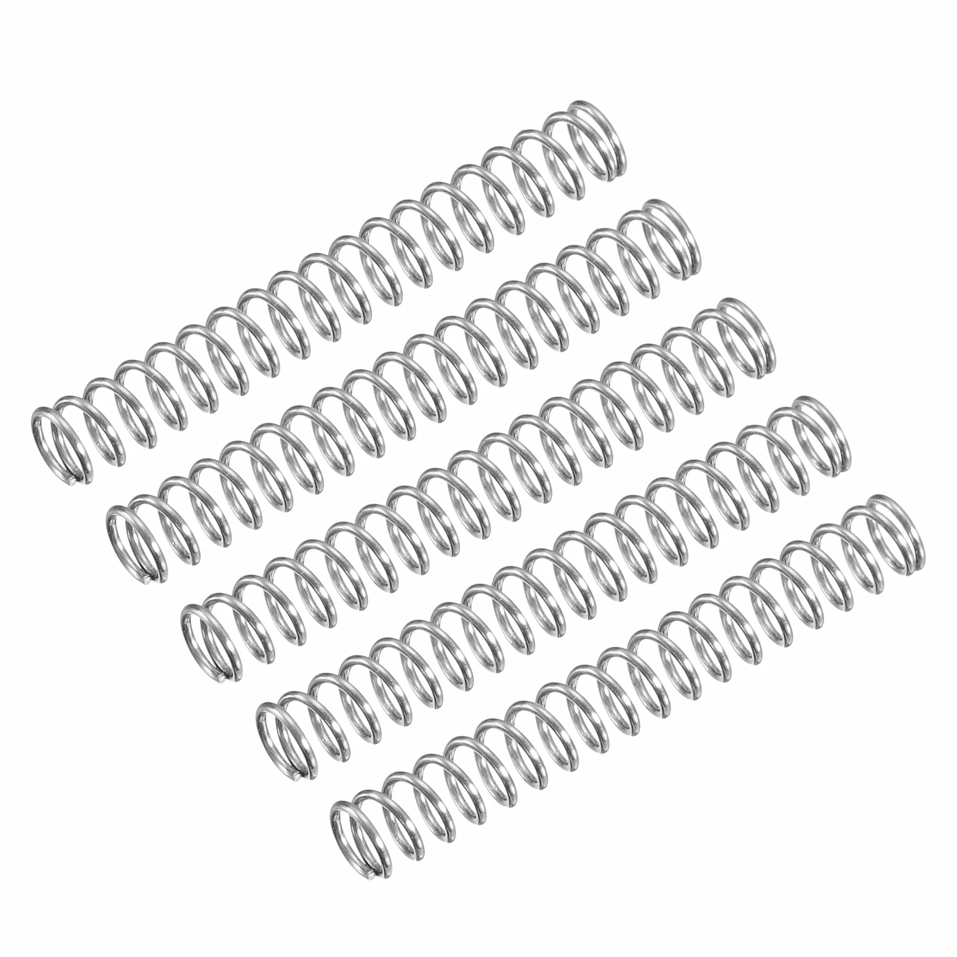 QUARKZMAN Sprężyna kompresyjna 5 szt. ze stali nierdzewnej 304, 4 mm OD, rozmiar drutu 0,5 mm, długość 30 mm, srebrny odcień