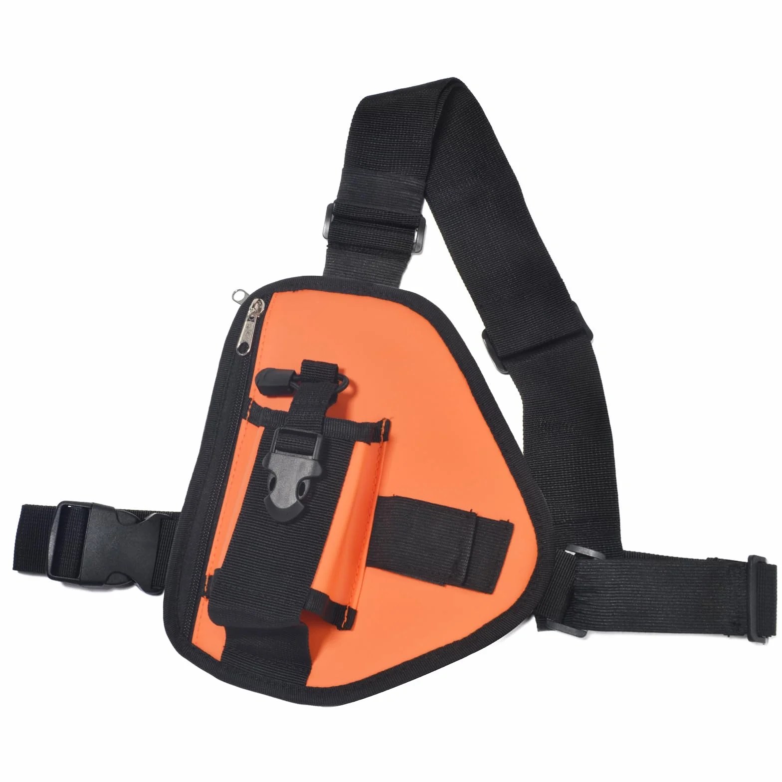 HYS Nylonowa uprząż na klatkę piersiową, regulowany pasek na ramię do wędrówek / użytku taktycznego, lekka torba crossbody z kieszeniami na zamek błyskawiczny, do dwukierunkowego radia Motorola