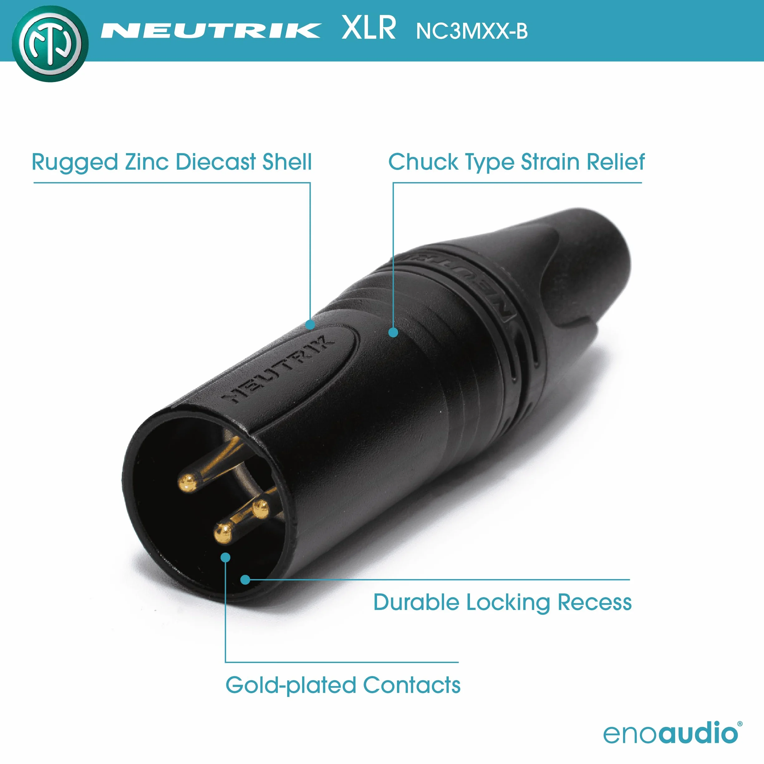 enoaudio Mogami 3080 AES/EBU Kabel cyfrowy 110 Ohm | Neutrik Gold XLR żeński - XLR męski | Hi-Fi, 2,0 m