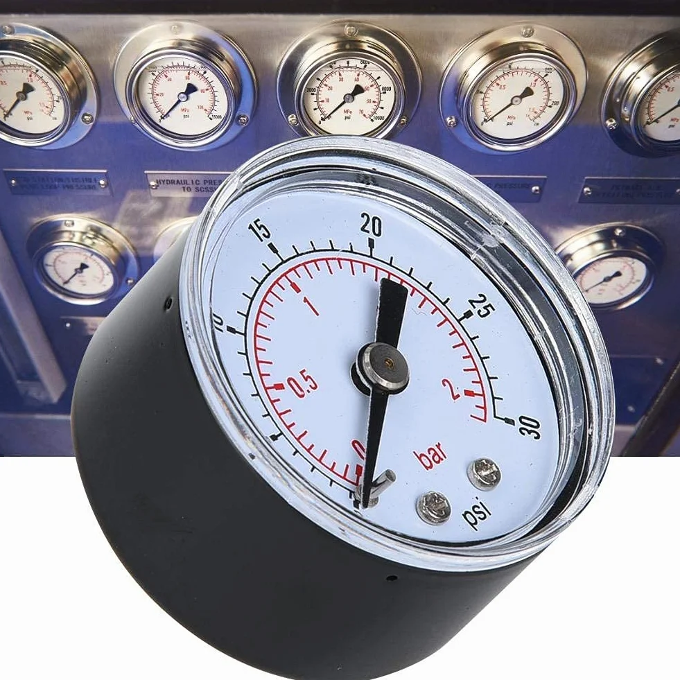 Mechaniczny manometr do, Manometry i odkurzacze Manometry Powietrza Olej Woda BSPT 1/8 cali Powrót połączenia (0-30psi,0-2bar)