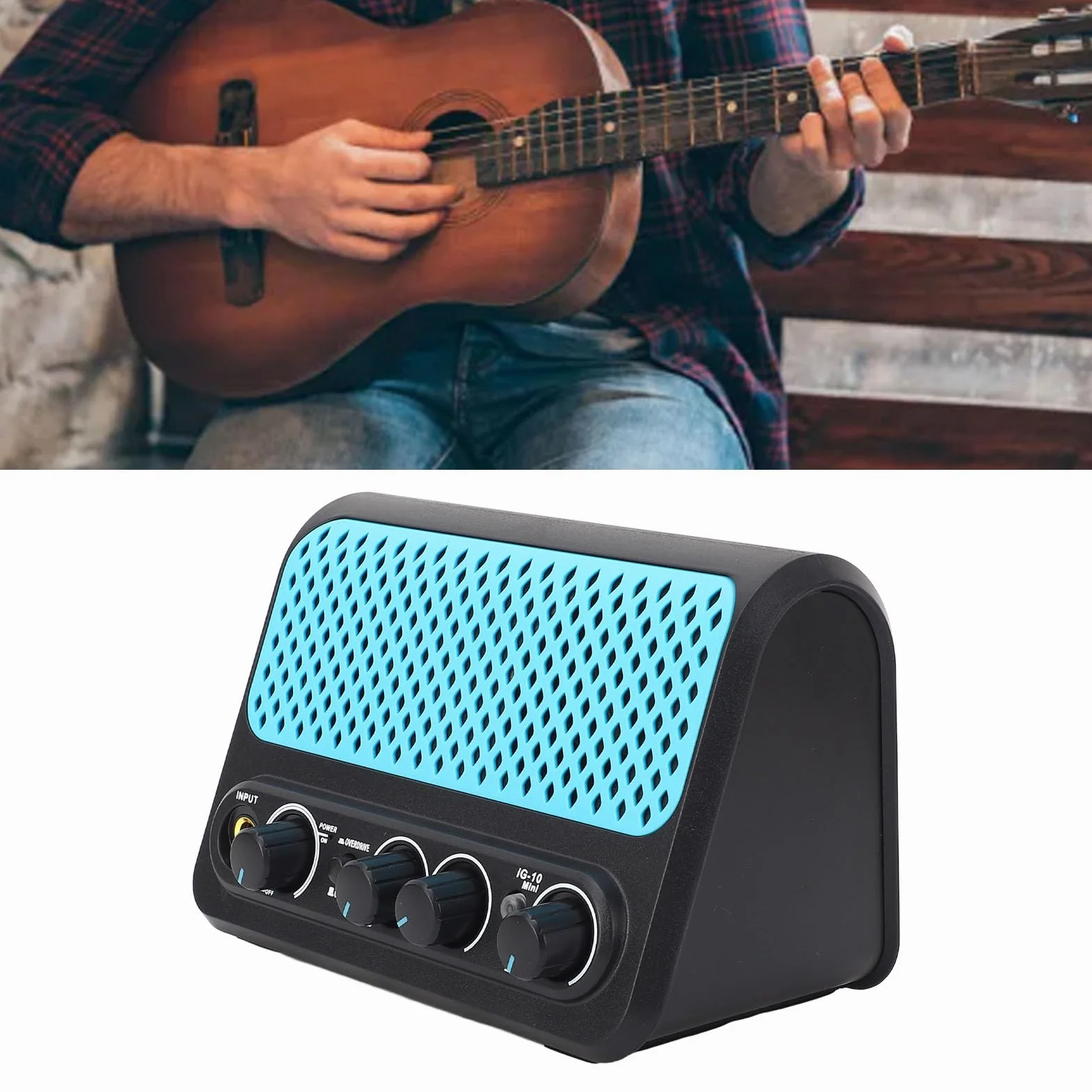 Mini wzmacniacz gitarowy, przenośny wzmacniacz do gitary akustycznej o mocy 10 W z pogłosem, gniazdo słuchawkowe AUX 3,5 m, bezprzewodowy wzmacniacz gitarowy Bluetooth do
