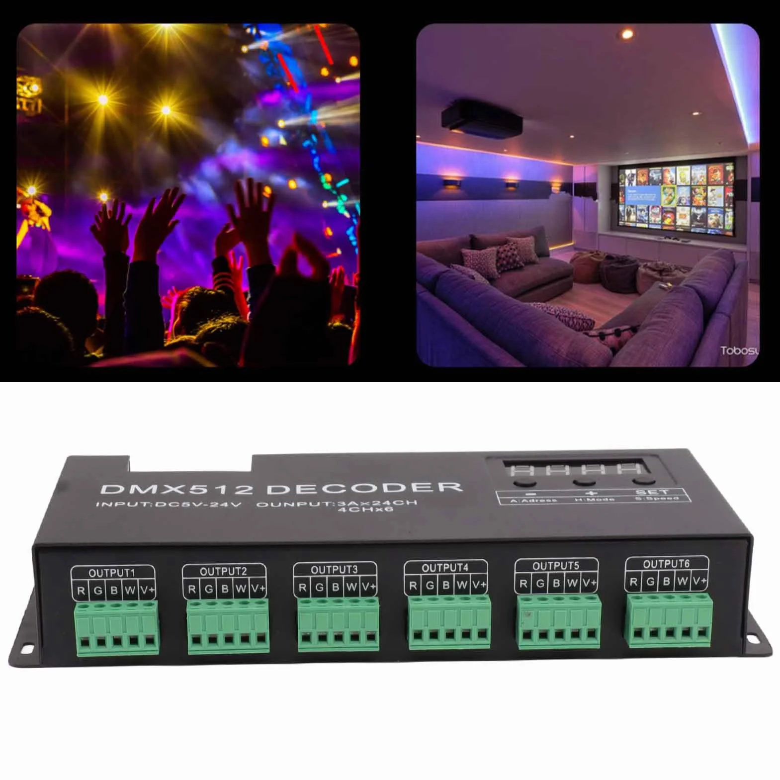 Dekoder DMX RGBW DMX512 24-kanałowy Sterownik LED DC5V-24V
