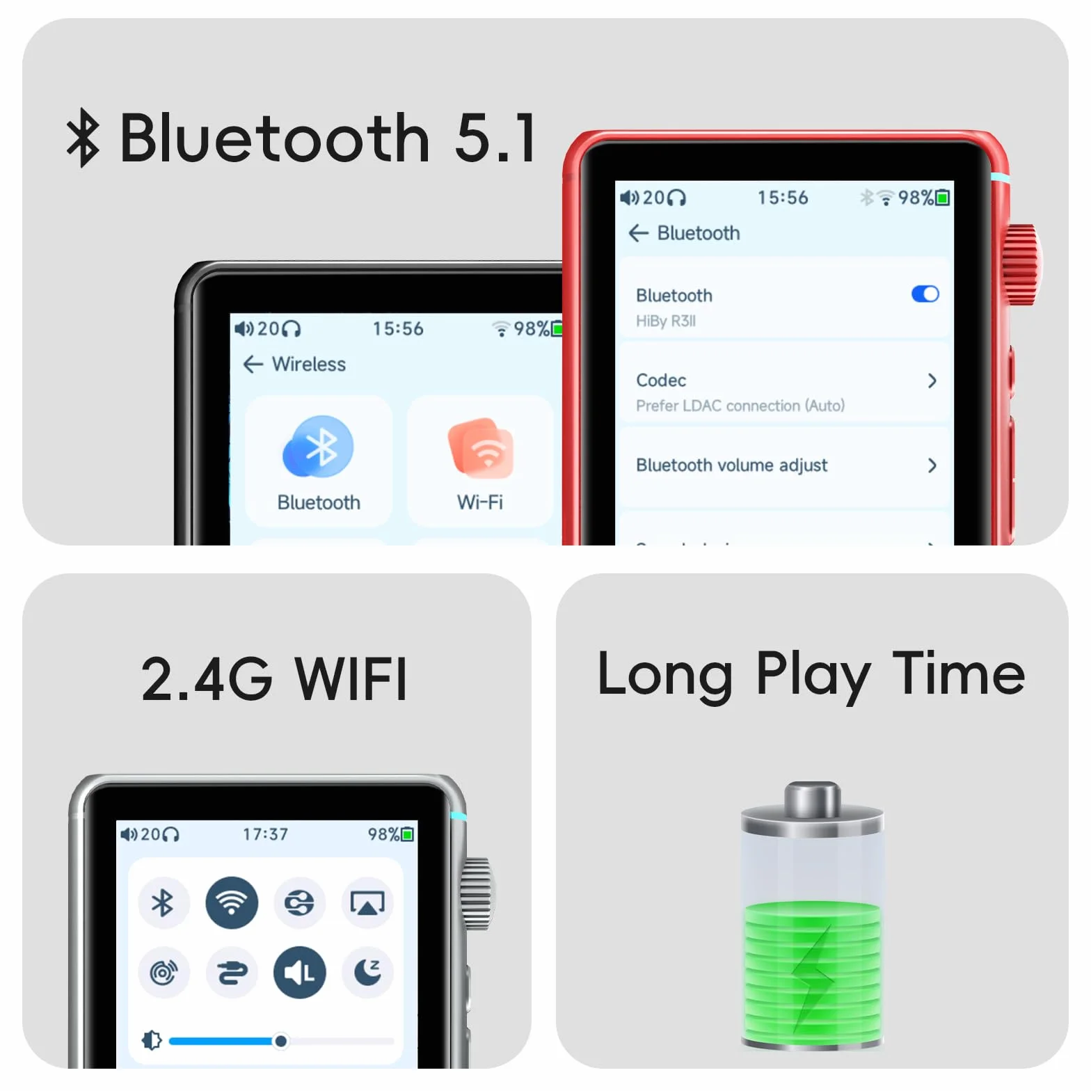 HiBy R3 II 2025 odtwarzacz Hi-Res Audio - podwójne chipy DAC, dekodowanie MQA, odtwarzacz Qobuz/Tidal z Bluetooth 5.1, porty 3.5mm SE/4.4mm BAL | Możliwość rozszerzenia pamięci do 2TB