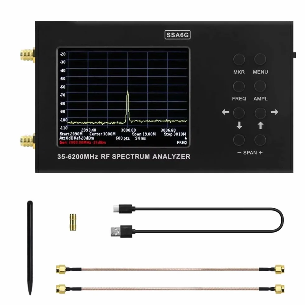 SSA6G 35 MHz-6200 MHz Analizator widma HF Multimetr HF Spectrum Explorer z ekranem dotykowym przenośny analizator panoramiczny