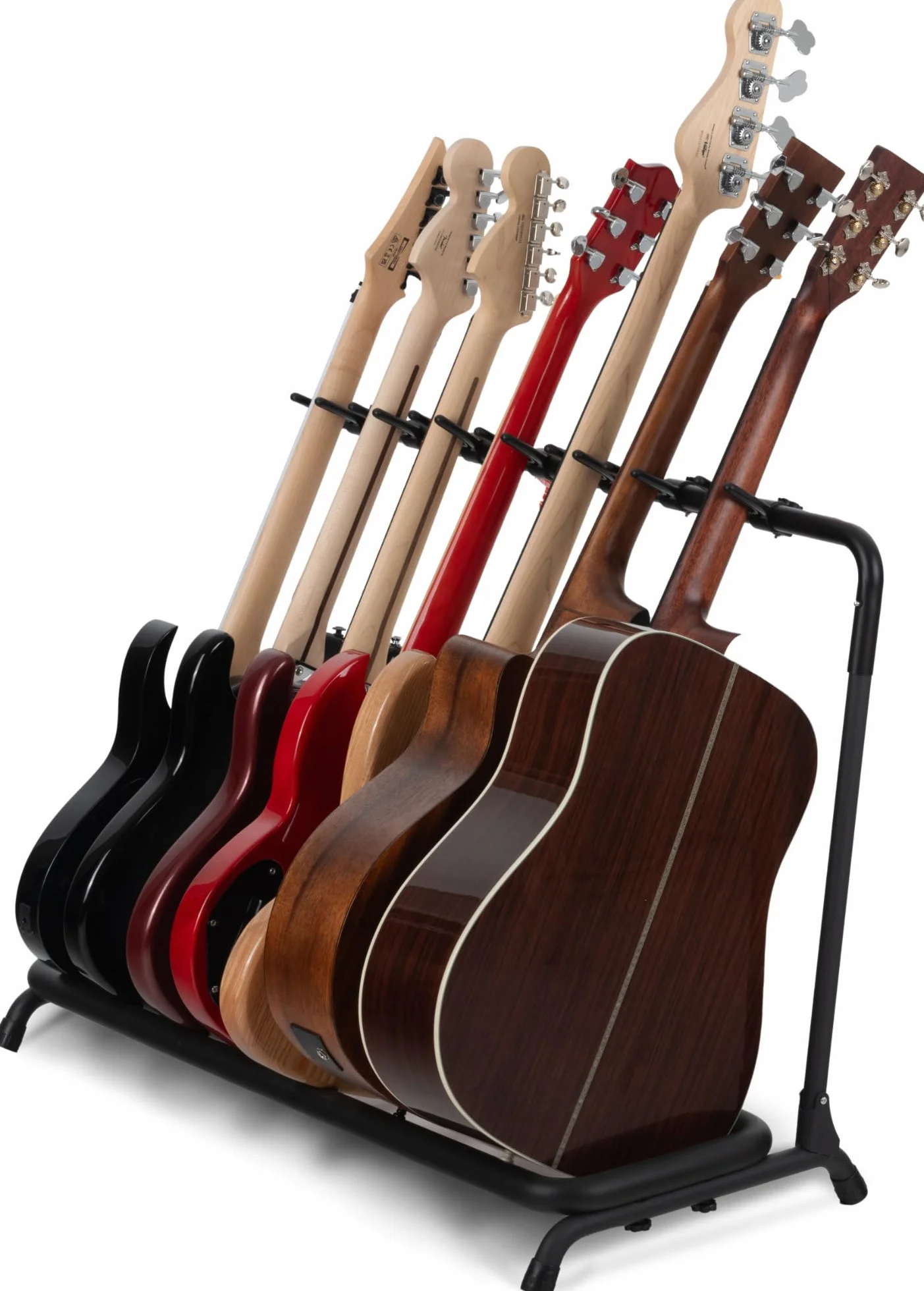 Classic Cantabile 7-krotny wielofunkcyjny stojak na gitarę – stojak na gitary i basy – składany dla łatwego transportu – regulowane podparcie szyi – wyściółka piankowa – metalowa konstrukcja