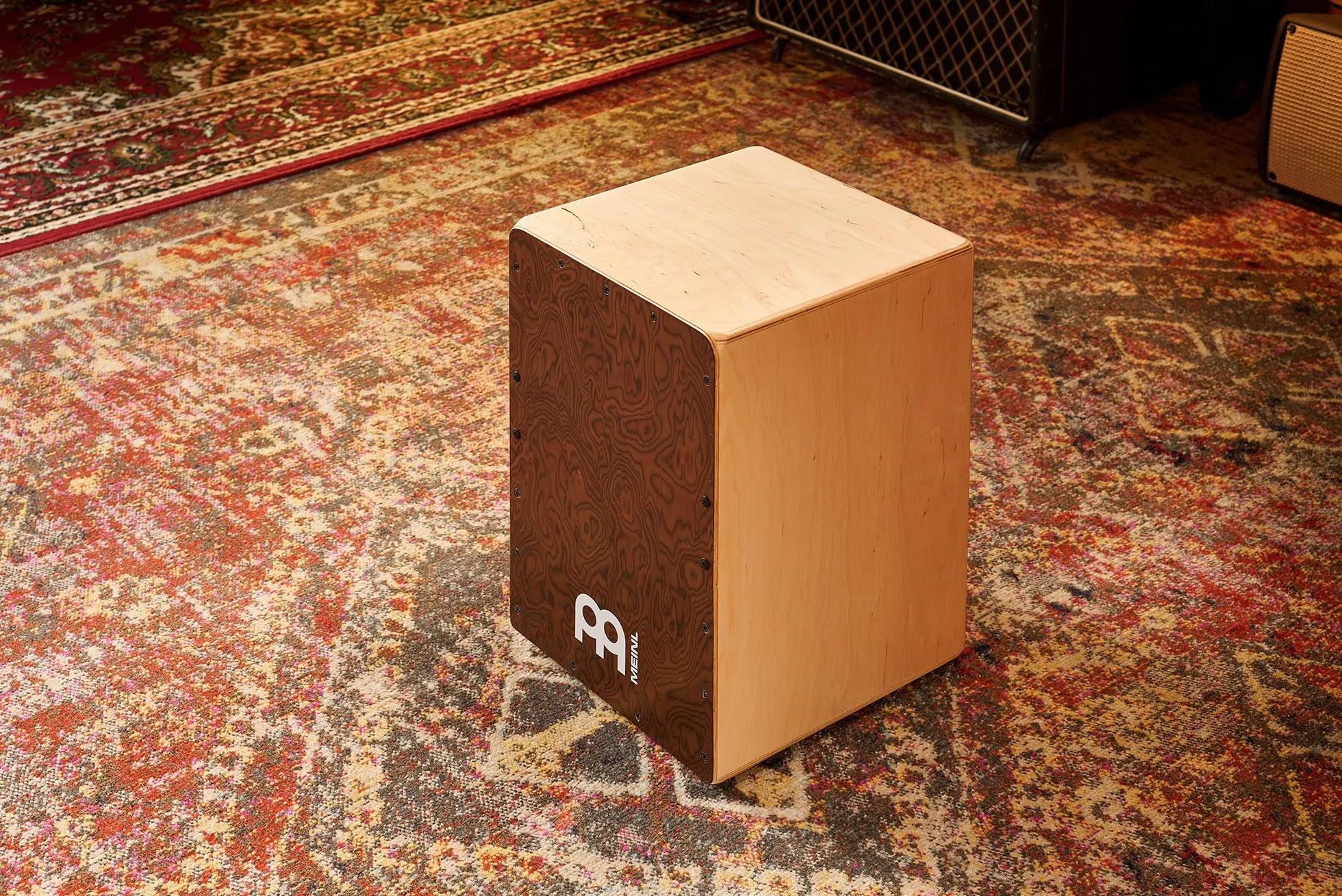 Meinl Percussion Snarecraft Cajon Instrument – Kompaktowy Cajon z Dwoma Sprężynami Werblowymi – Panel Przedni Burl Wood (SC80BW)