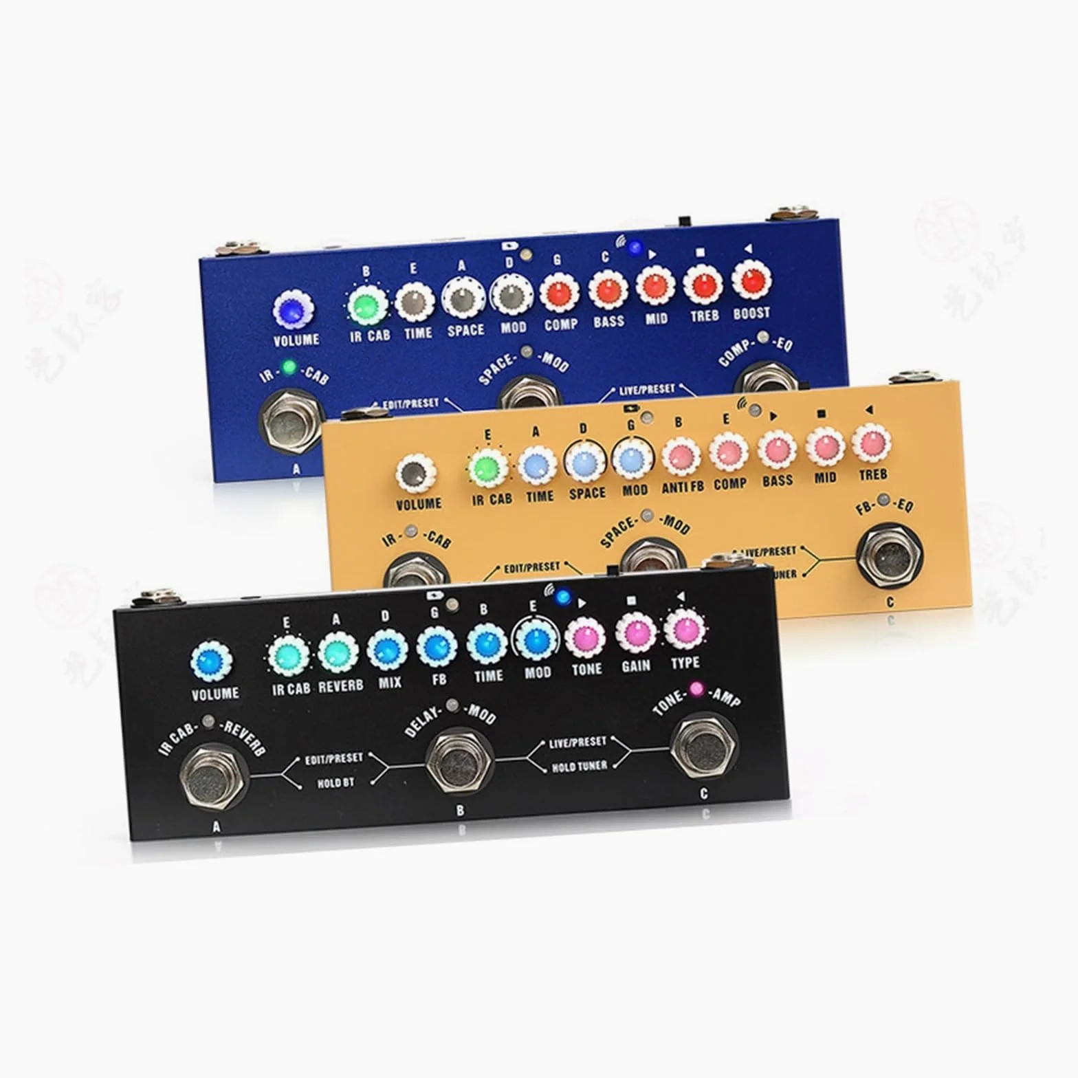 Standardowy Pedał Efektowy Do Gitary Gitara Elektryczna Pedał Multiefektowy Bas Wzmacniacz Symulacja Opóźnienia I Pogłosu(Blue)
