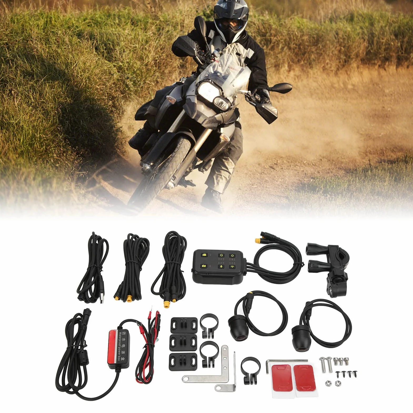 Kamera Motocyklowa D Podwójna Kamera i Nagrywanie z tyłu. Nagrywanie z Obiektywem Szerokokątnym 080P. Rejestrator z Kamery Motocyklowej