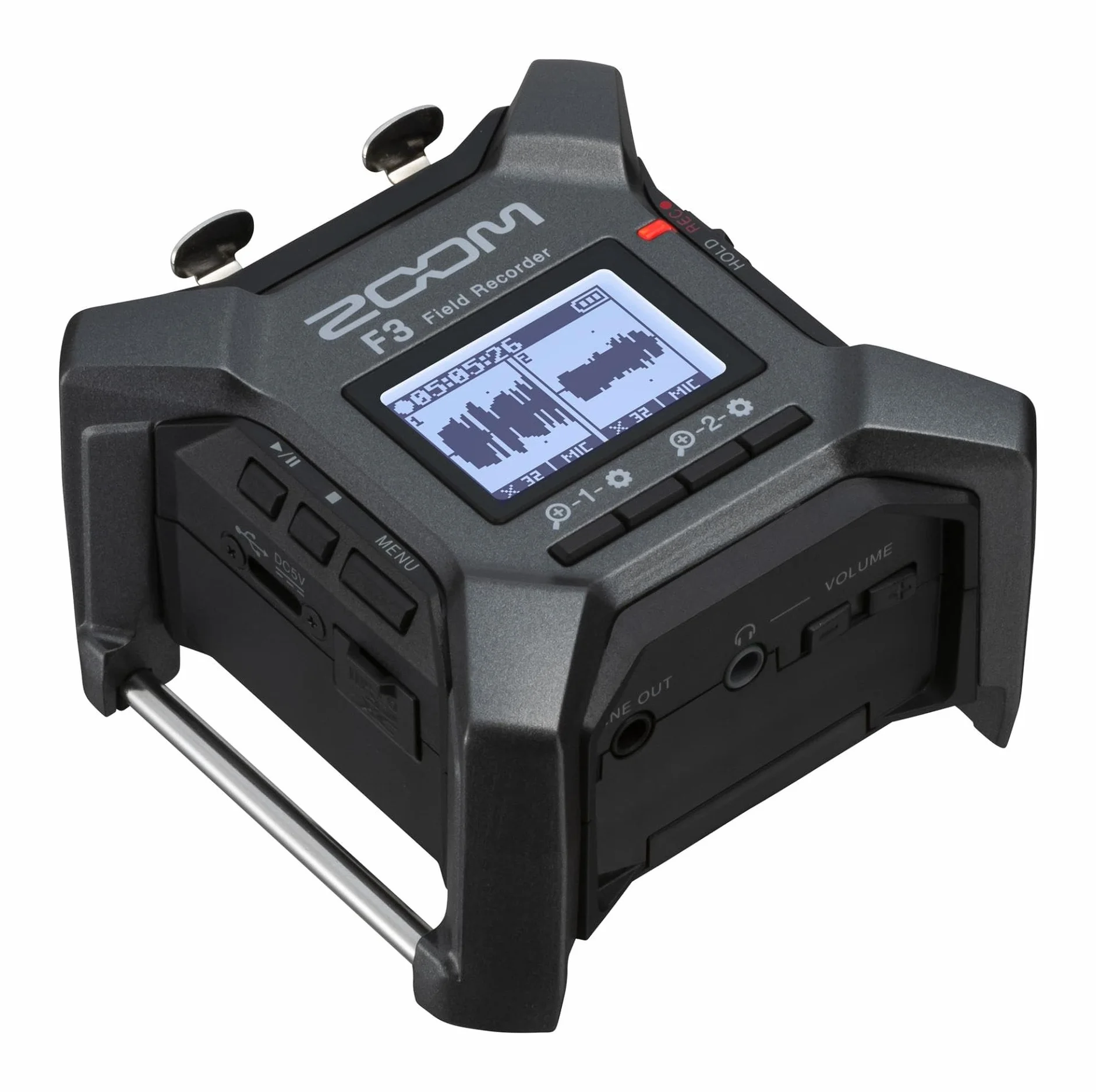 ZOOM F3 Rejestrator terenowy – Kompaktowy 2-ścieżkowy rejestrator audio z nagrywaniem 32-bit float – Do podcastów, wywiadów, nagrań na żywo – Antracyt