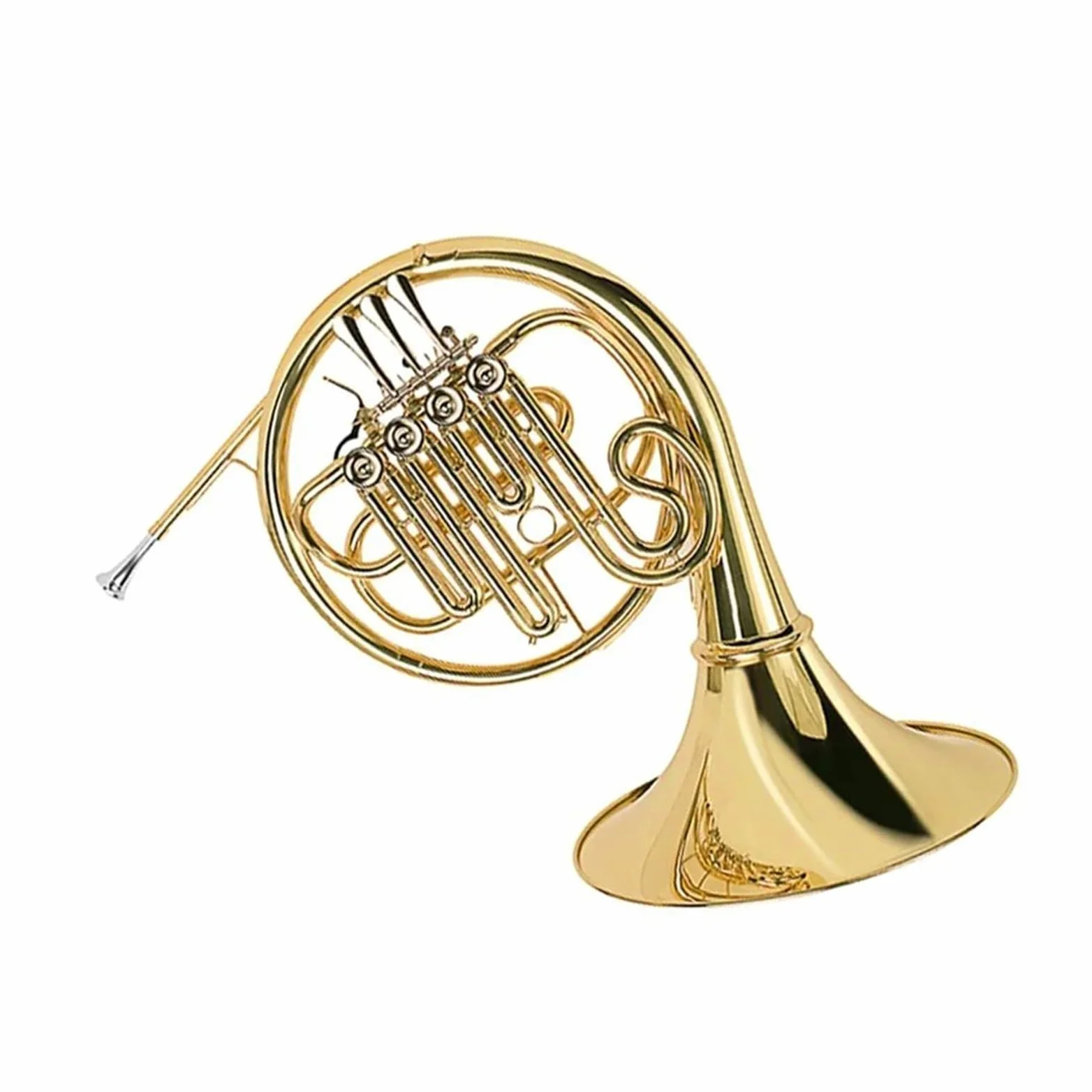 Róg Francuski Instrumenty Muzyczne 4 Klawisze Pojedynczy Klucz Bb Złoty Róg Francuski Żółty Mosiądz Materiał