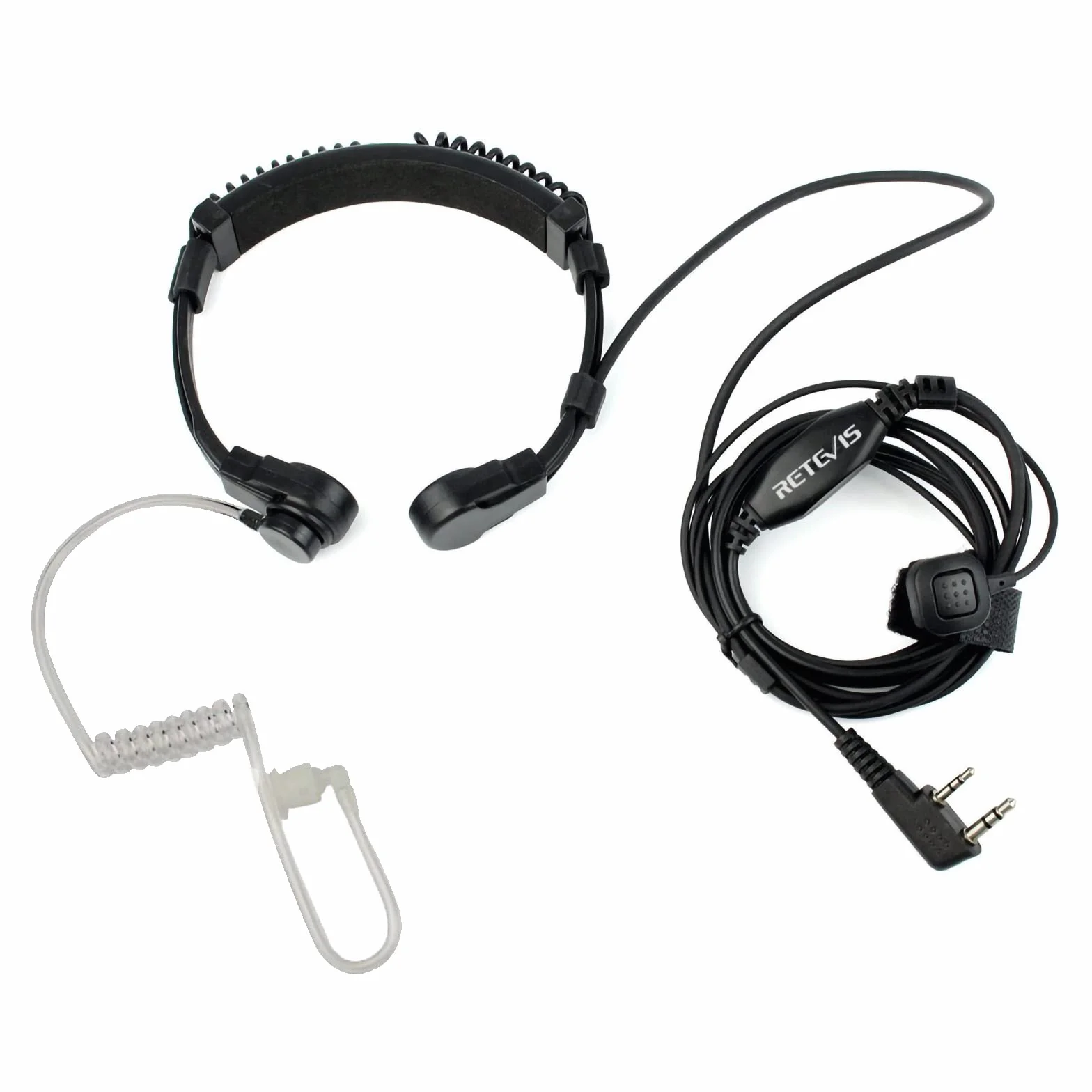 Retevis Mikrofon Walkie Talkie gardło 2-pinowy zestaw słuchawkowy, chowany mikrofon gardłowy, słuchawka kompatybilna z 2-drożnym radiem RT24, RT27, RT622, RT617, Baofeng UV5R, Kenwood, ukryta rurka