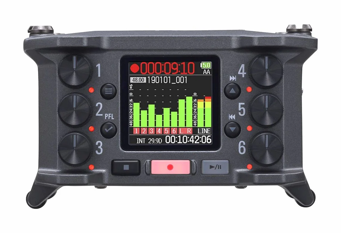 ZOOM F6 Rejestrator Polowy 6-Kanałowy 14-Ścieżkowy 32-Bit Audio Timecode UE Antracyt
