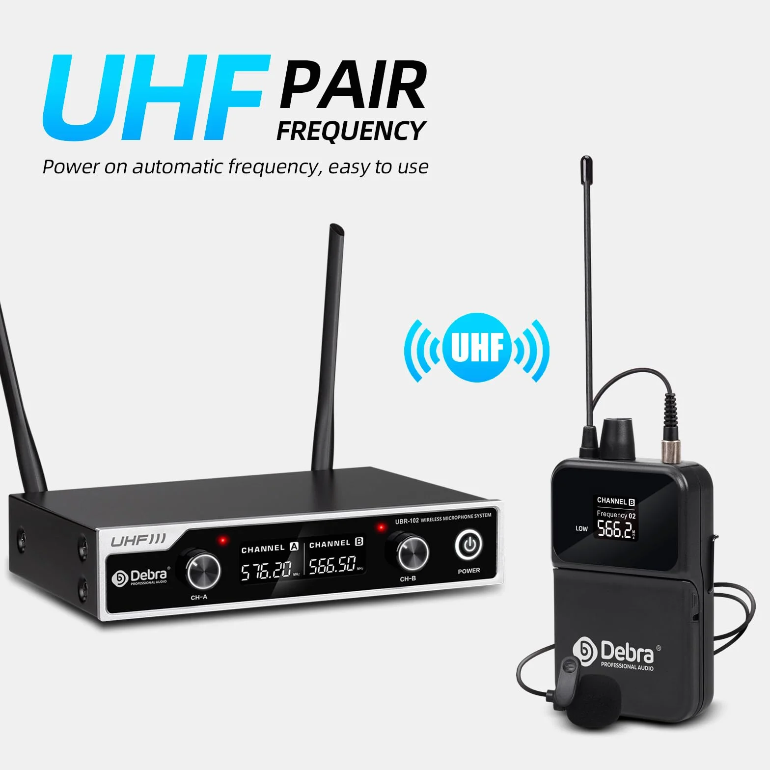 Bezprzewodowy zestaw mikrofonowy, nadajnik bodypack / opaska na głowę, mikrofon radiowy, mikrofon lawalerski, zasięg 80 m, bezprzewodowy mikrofon UHF do śpiewu, karaoke, kościoła, DJ-a (2 bodypack)