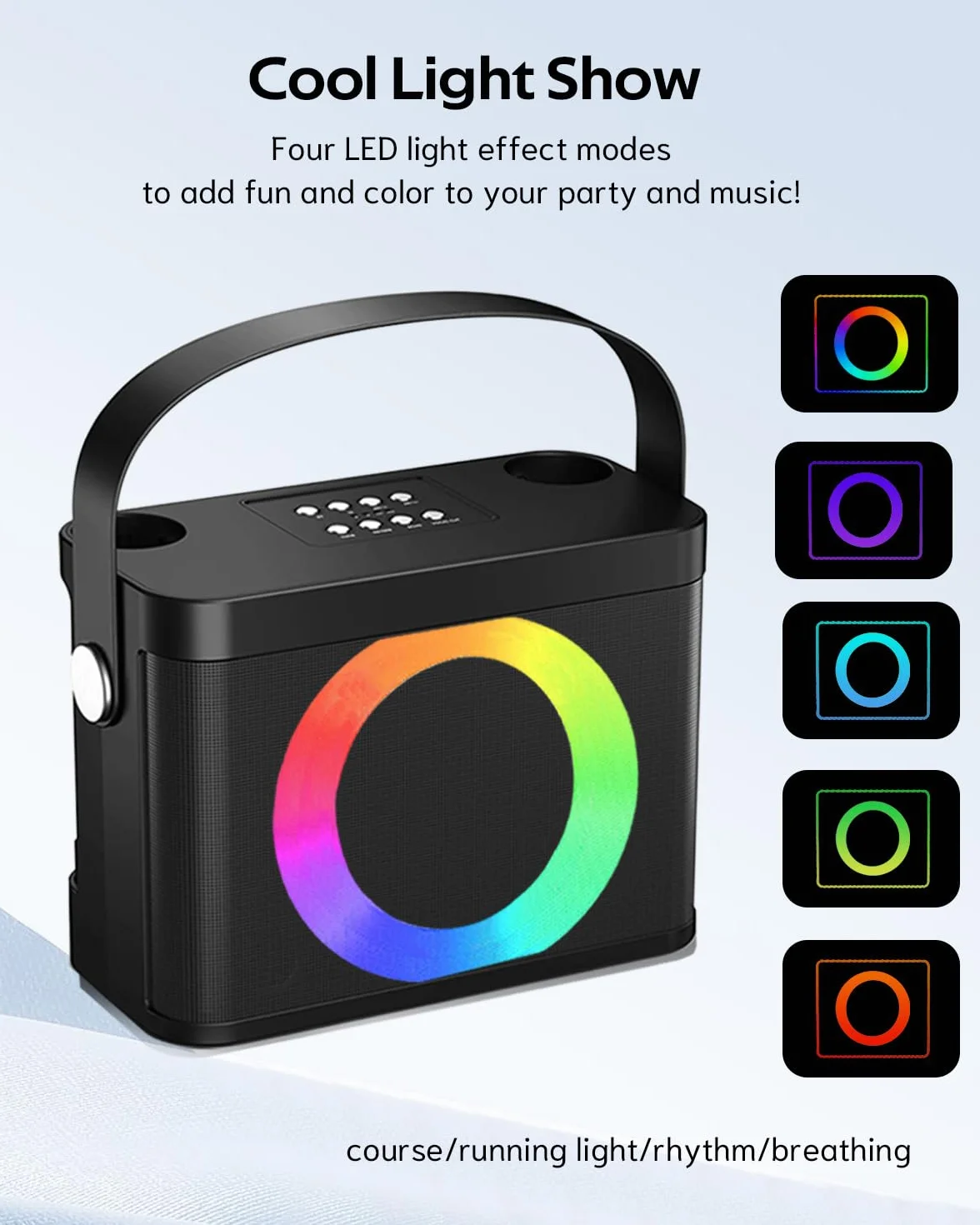 Maszyna do karaoke z 2 mikrofonami bezprzewodowymi, przenośny głośnik Bluetooth ze światłem RGB, urządzenie do karaoke, na imprezę domową, system PA dla dorosłych