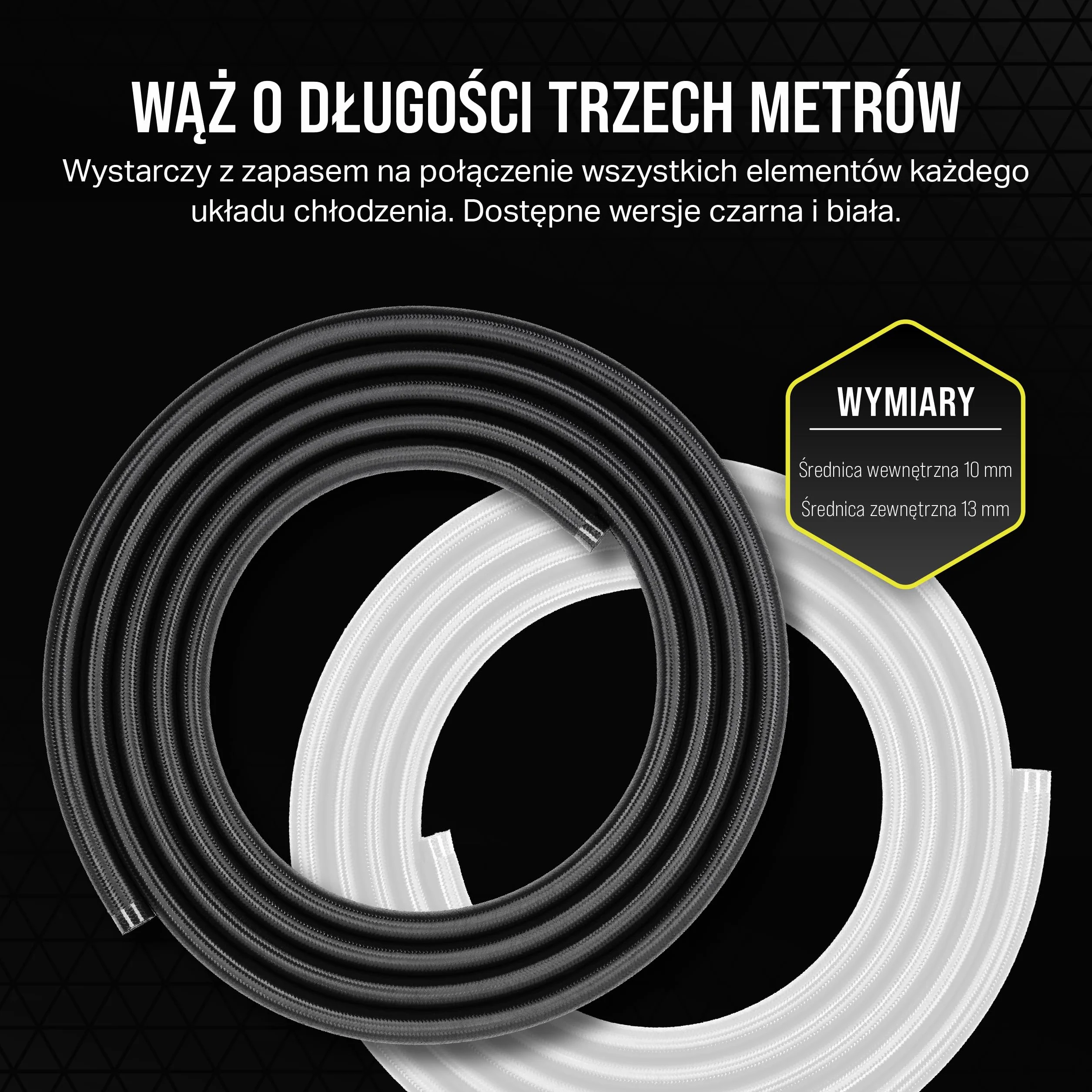 CORSAIR Hydro X Series XT Softline Wąż pokryty siatką - Łatwe przycinanie - Trwała guma EPDM - Biały