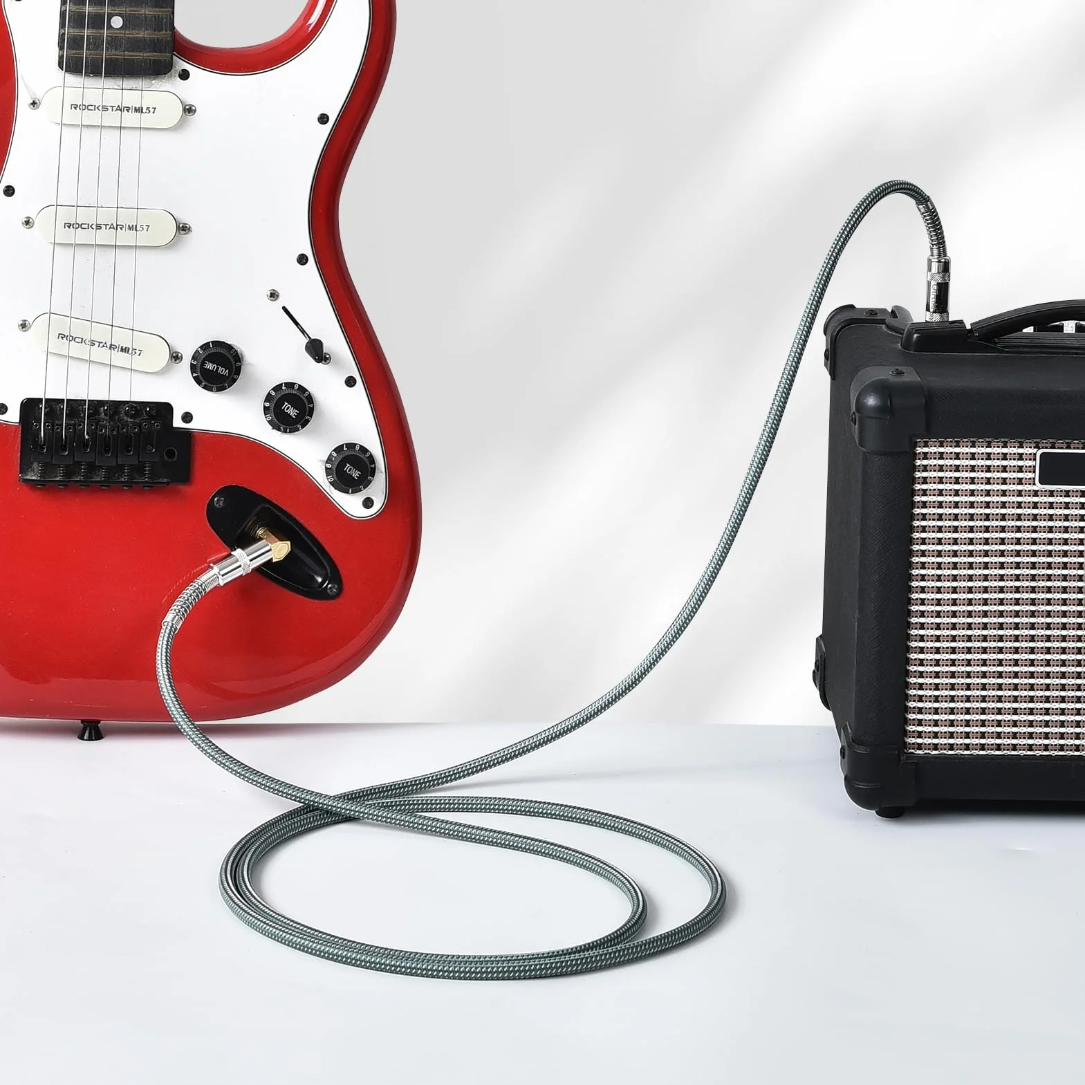 OTraki Kabel gitarowy 2 m, kabel instrumentalny, kabel jack 90 stopni, kabel Bass Amp, prosty kabel jack do gitary elektrycznej, gitary basowej, keyboardu, Pro Audio