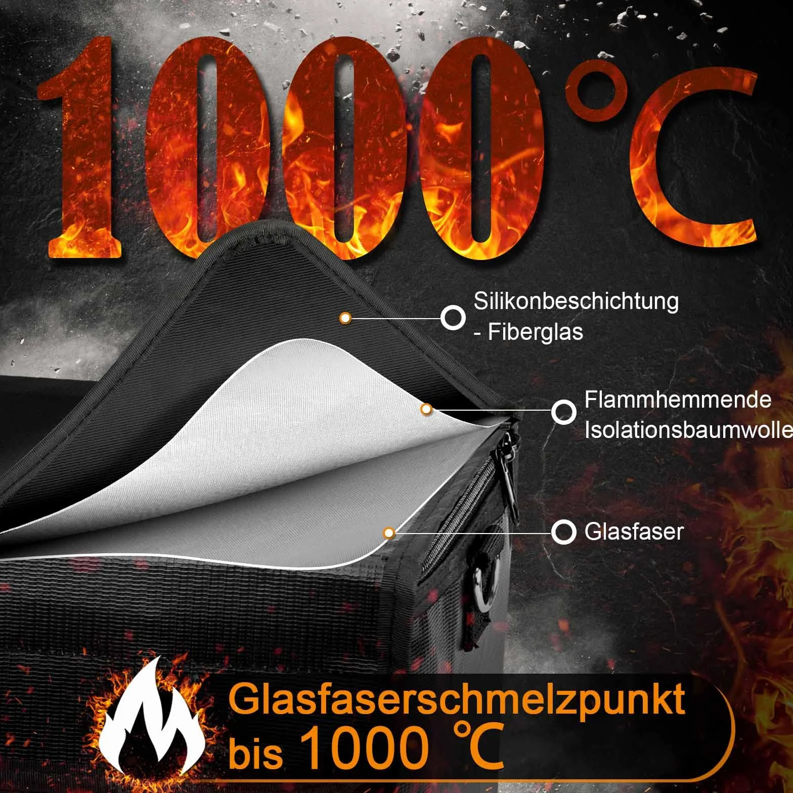 toptrek Torba na akumulator Ebike ognioodporna do 1000°C, wodoszczelna, odporna na wybuchy, lipo Safe Bag do przechowywania, transportu, ładowania, pokrowiec ochronny na akumulator elektryczny, duża