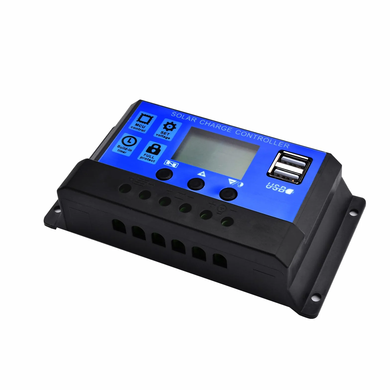 Diymore Solarna ładowarka kontroler 30 A (wersja zmodernizowana), 12 V/24 V, solarny regulator ładowania, panel słoneczny, bateria, inteligentny regulator solarny z podwójnym portem USB, wyświetlacz