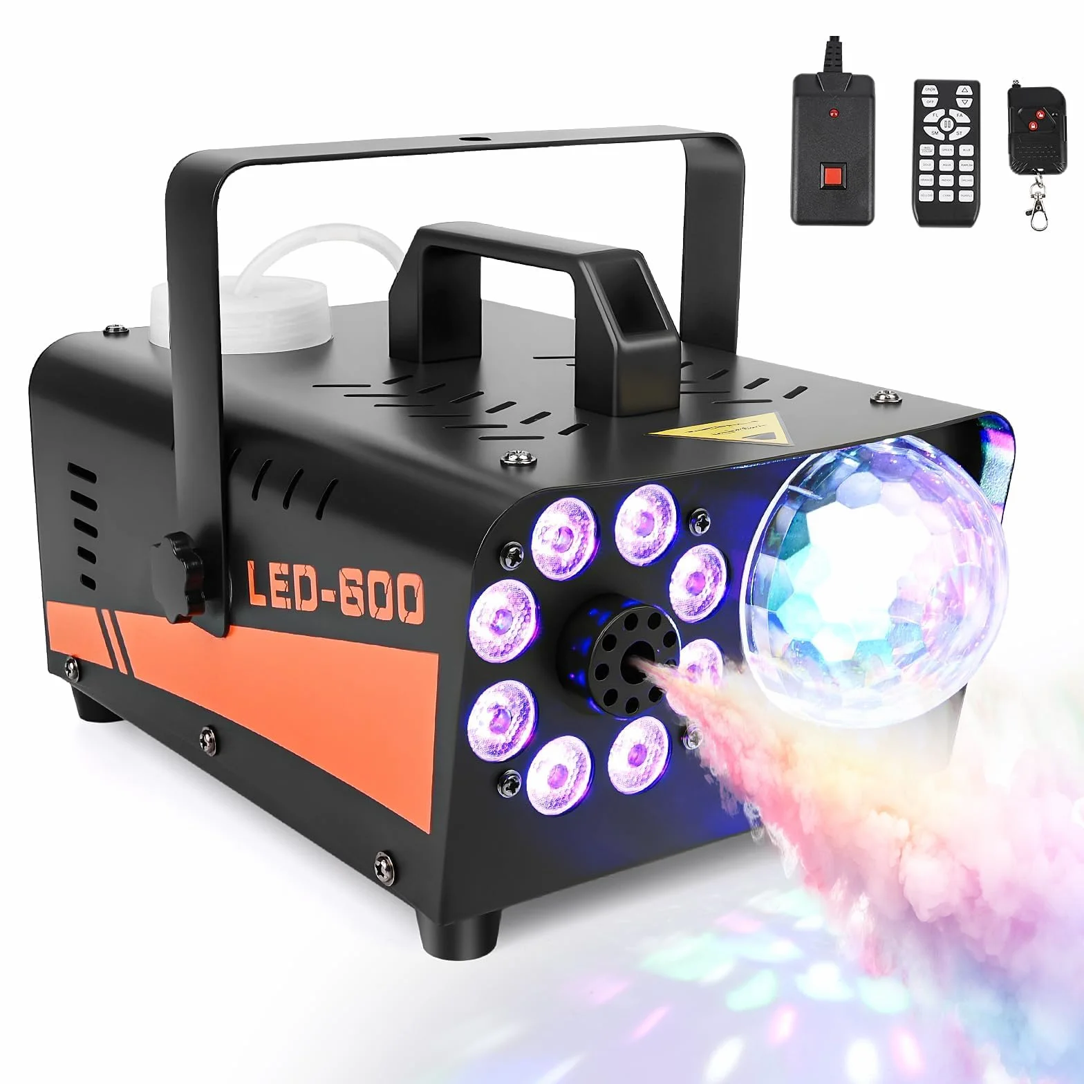 Wytwornica Dymu 600W 3000 CFM LED RGB 13 Kolorów z Pilotem Przewodowym i Bezprzewodowym
