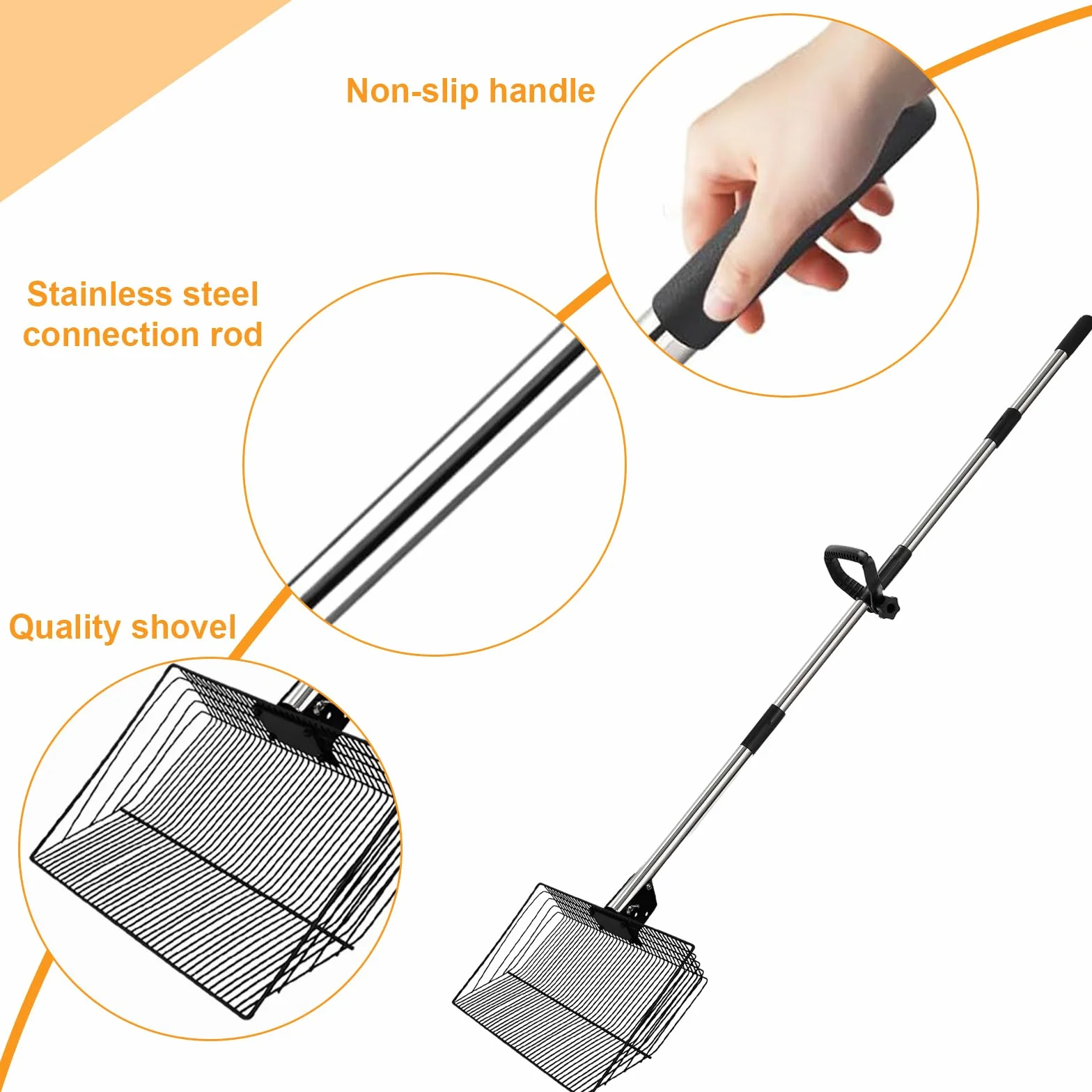 30 cm łopata do odchodów kura, akcesoria do kurnika 5-w-1 regulowana wysuwana łopata do czyszczenia kur Chicken Poop Scooper do kurnika, separacja odchodów i gruzu od piasku