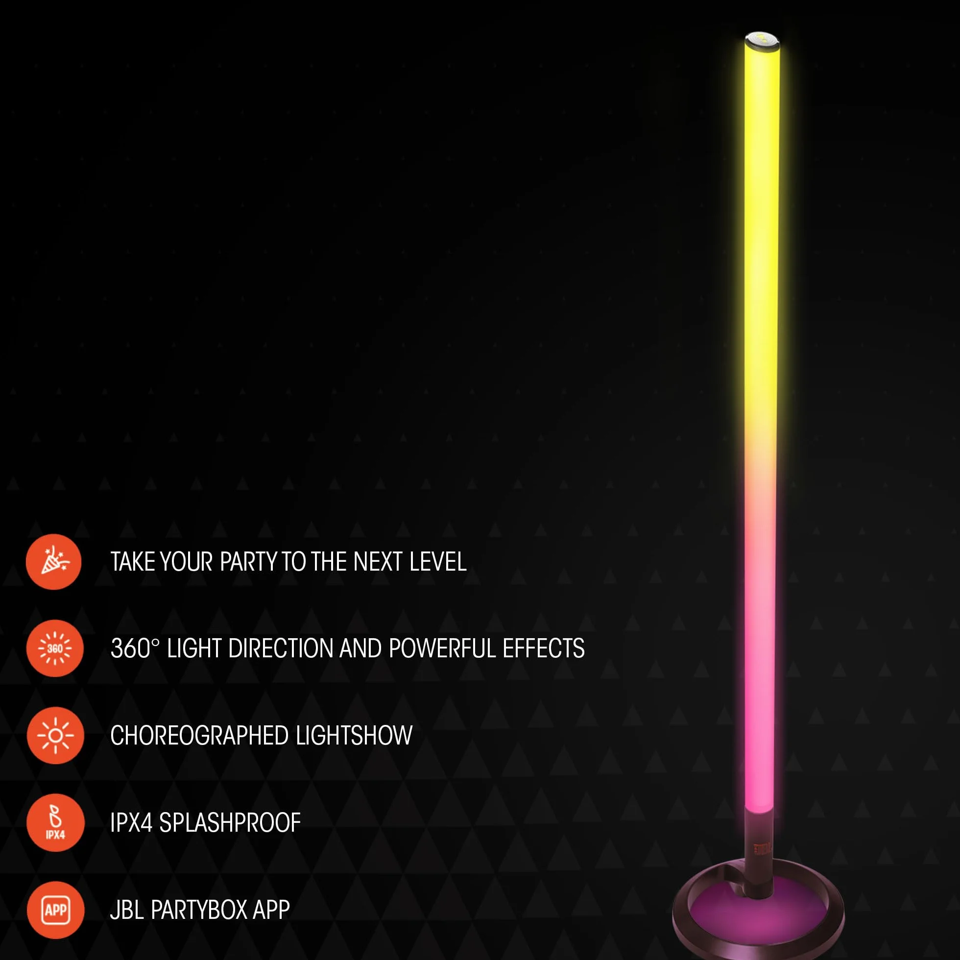 JBL PartyLight Stick przenośna Bluetooth listwa świetlna LED RGB 360° bateria 8H