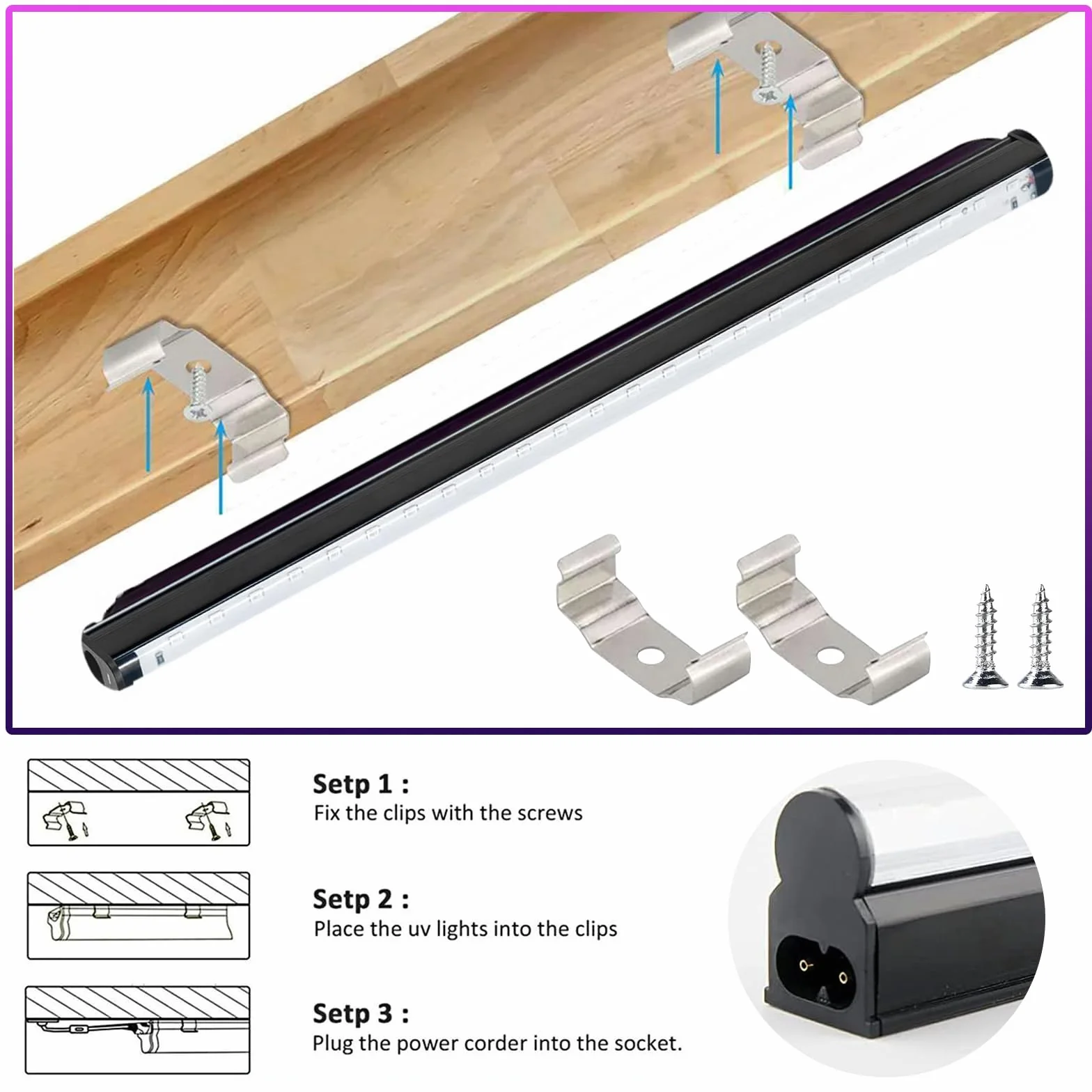 Rurka z czarnym światłem, 3 sztuki lamp LED 5 W, 24 LED 28 cm, taśma UV z przełącznikiem, USB LED, oświetlenie imprezowe, oświetlenie sceniczne, malowanie ciała, akcesoria
