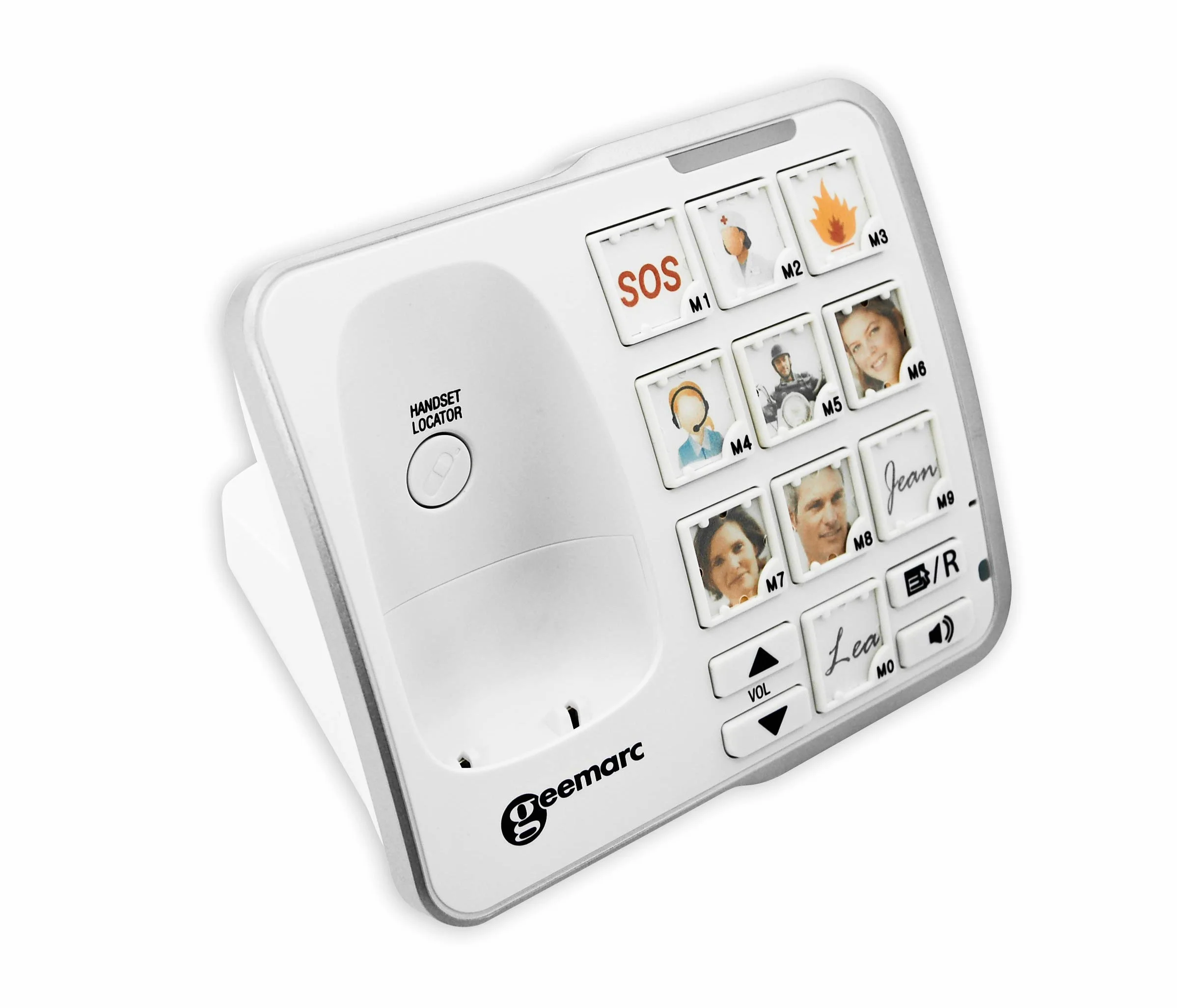 Geemarc Amplidect 295 Photo - wzmocniony telefon stacjonarny z automatyczną sekretarką, mocnym dzwonkiem i dużymi, dopasowywanymi przyciskami fotograficznymi dla seniorów – od niewielkiego do